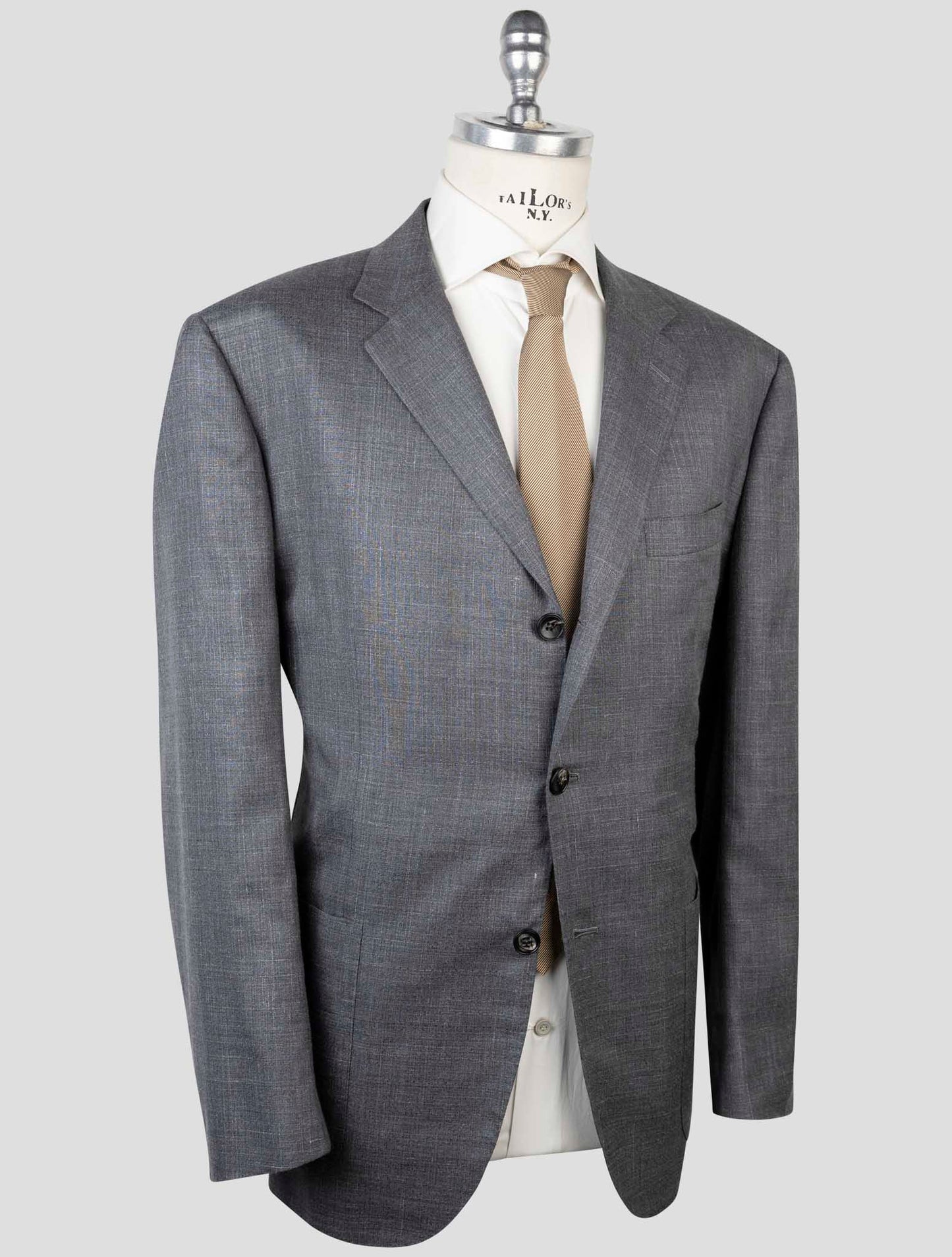 Kiton Gray Cashmere Silk Linen Suit