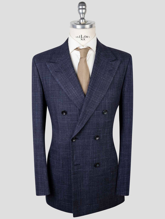 Kiton Blue Cashmere Virgin Wool Silk Linen Suit