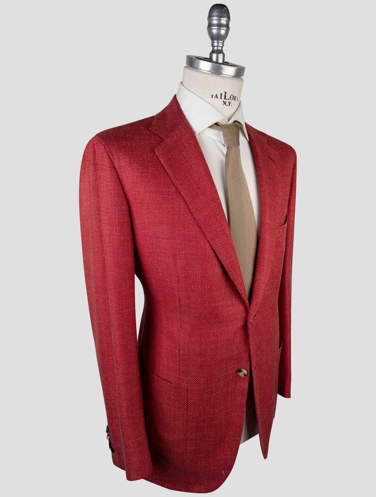 Kiton Red Cashmere Linen Silk Blazer