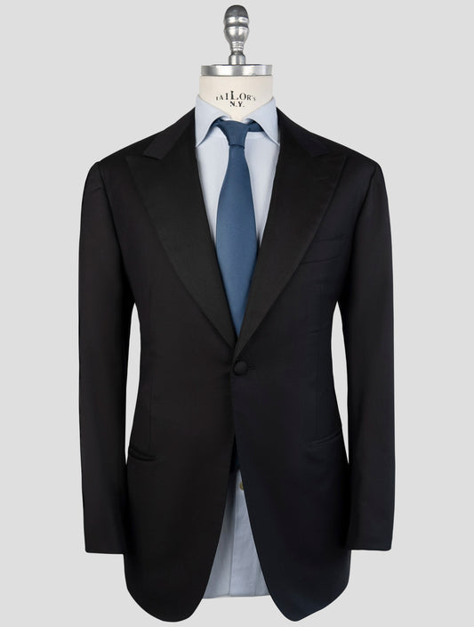 Kiton Black Wool 150's Diamante Blue Suit Smoking