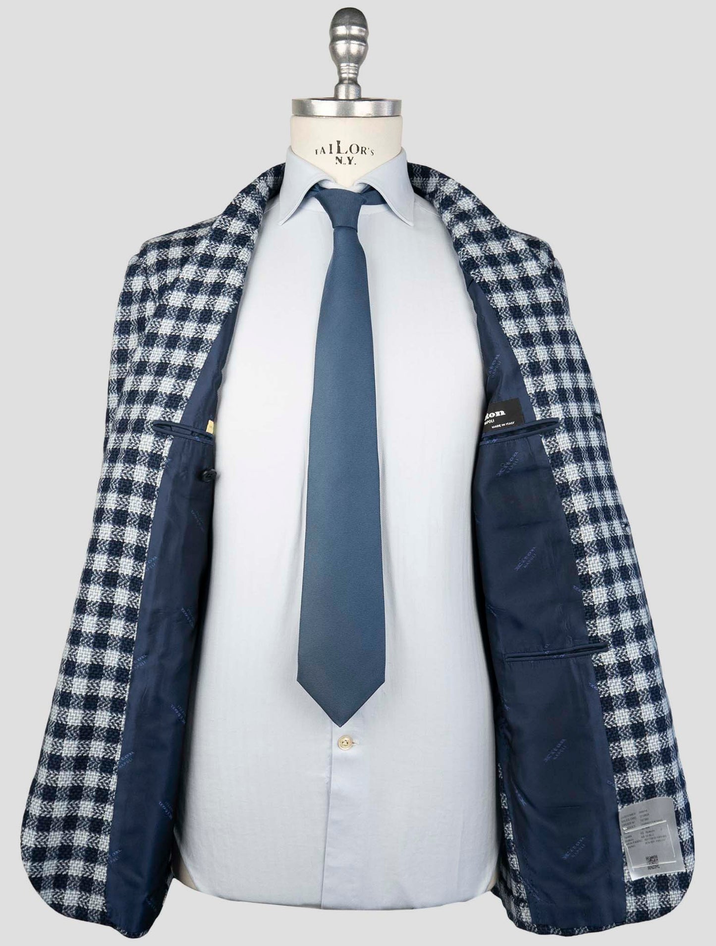 Kiton Blue White Cashmere Blazer