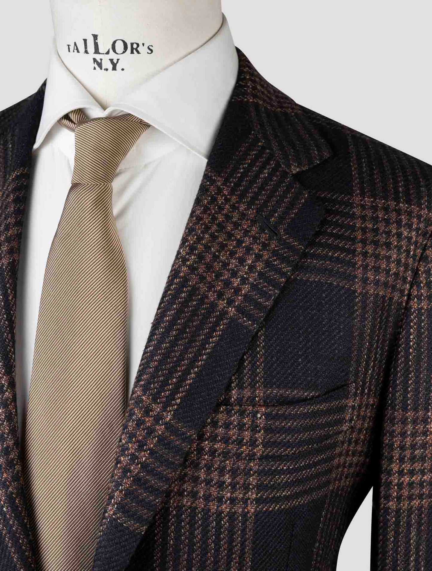 Kiton Blue Brown Cashmere Virgin Wool Silk Linen Blazer