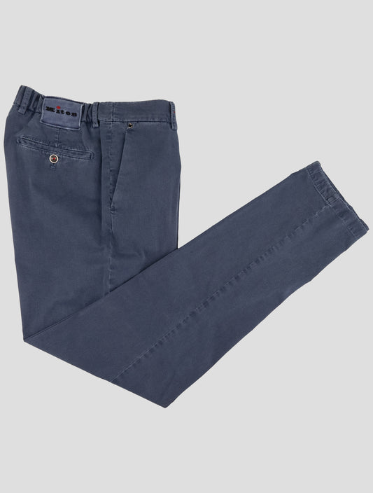 Kiton Blue Cotton Cashmere Ea Pants