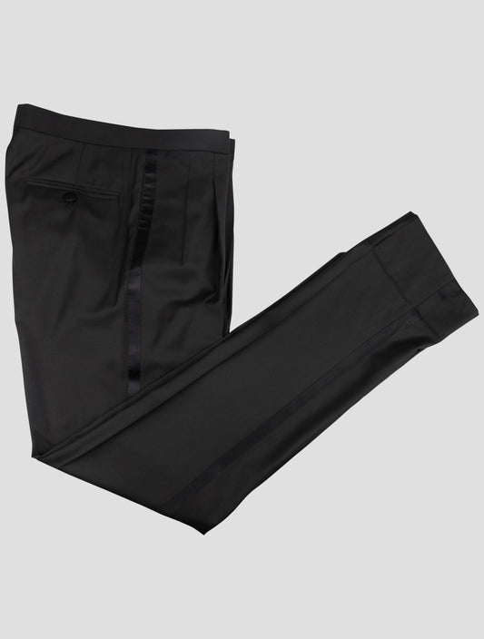 Kiton Black Wool 150's Dress Pants