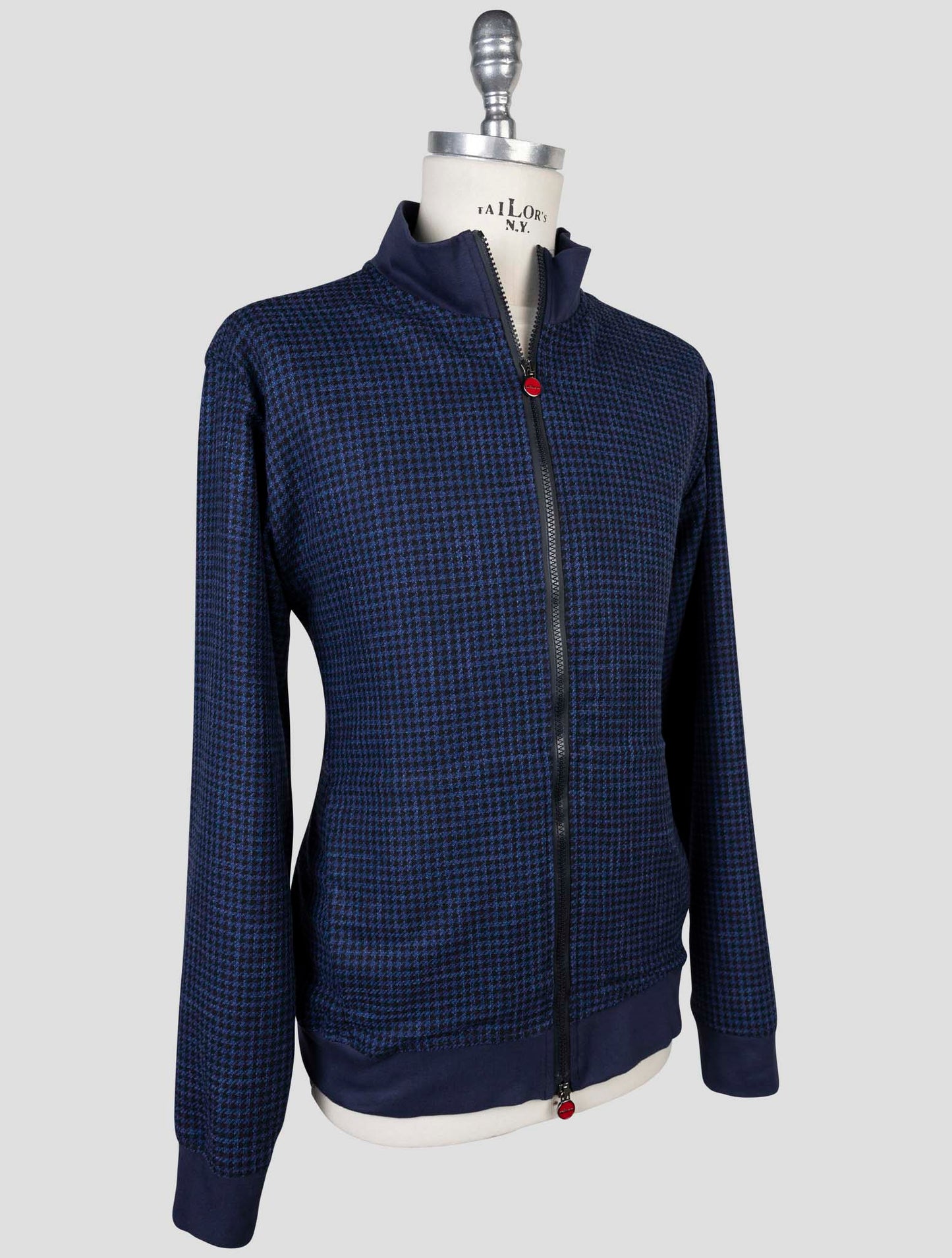 Kiton Blue Virgin Wool Silk Cotton Pa Sweater Full Zip