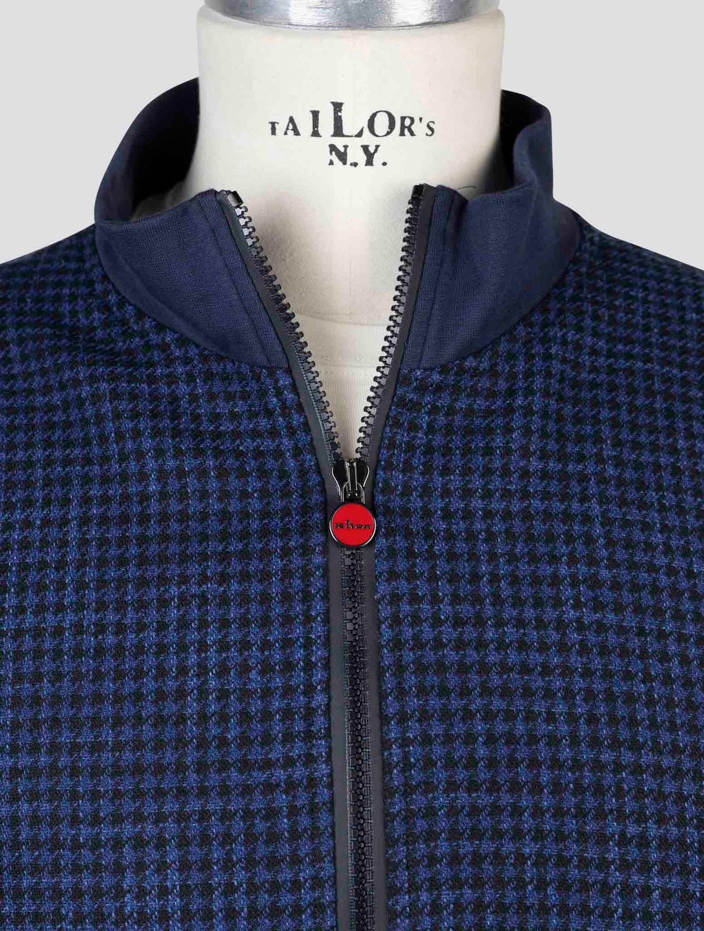 Kiton Blue Virgin Wool Silk Cotton Pa Sweater Full Zip