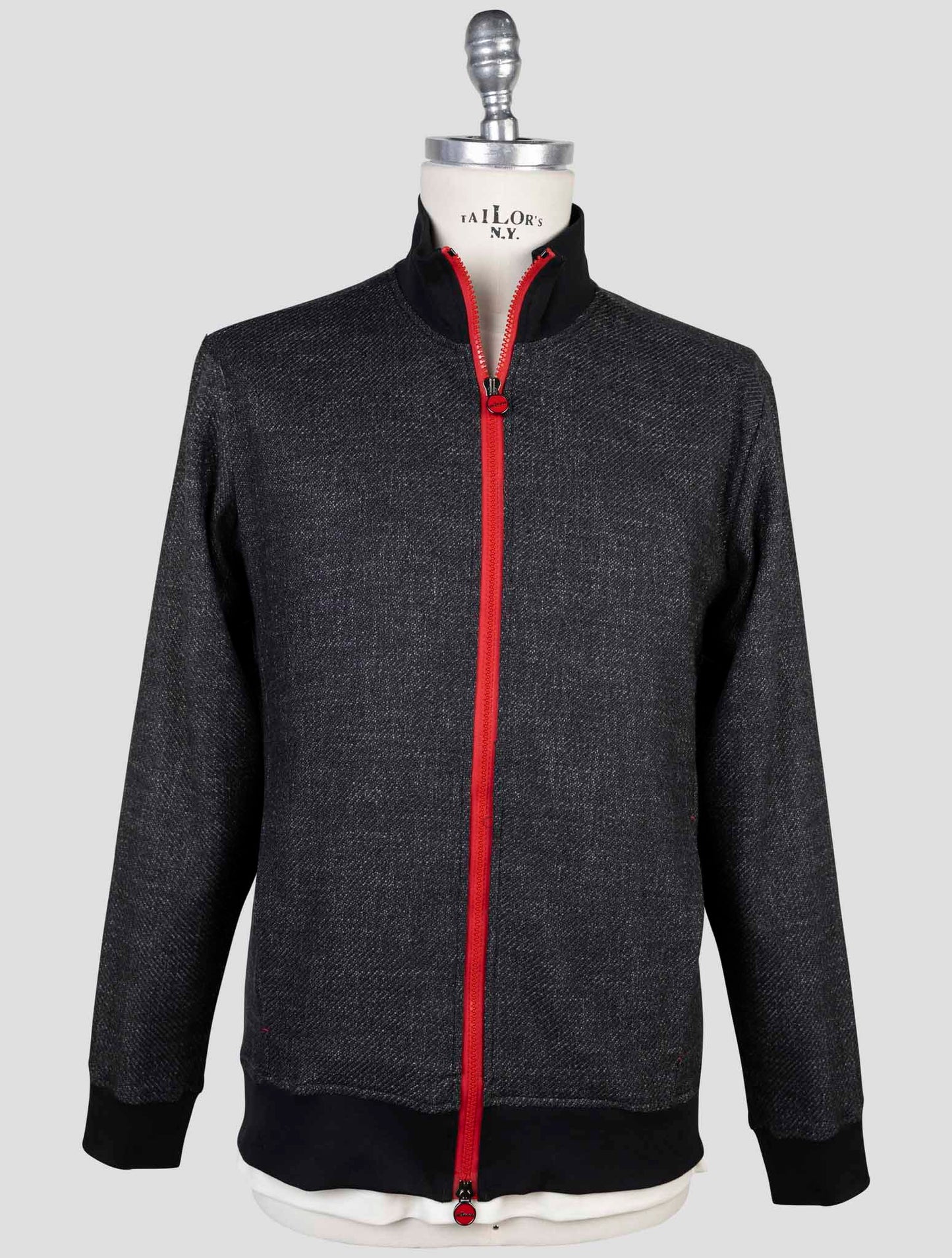Kiton Dark Gray Virgin Wool Silk Pa Cotton Cashmere Ea Sweater Full Zip