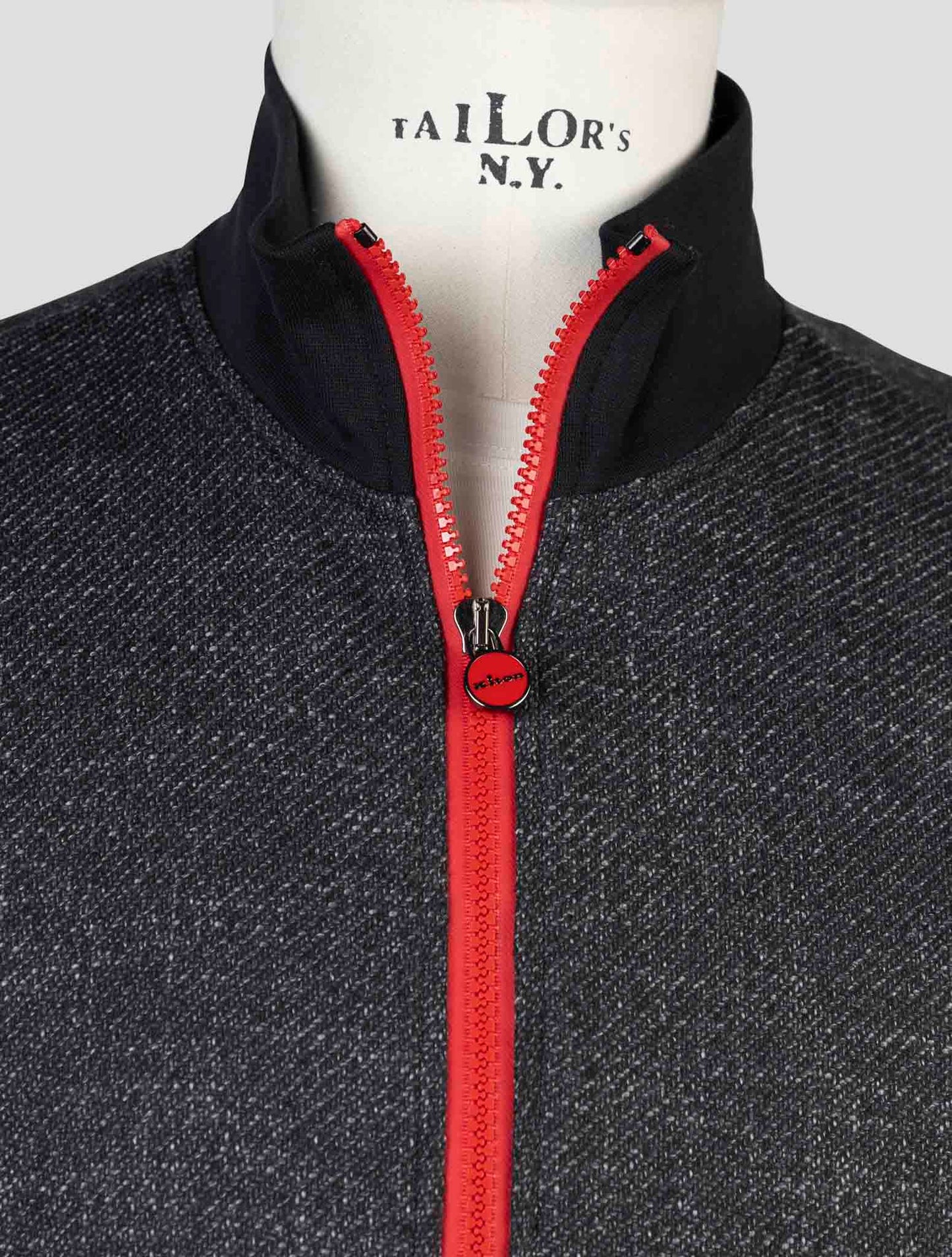 Kiton Dark Gray Virgin Wool Silk Pa Cotton Cashmere Ea Sweater Full Zip