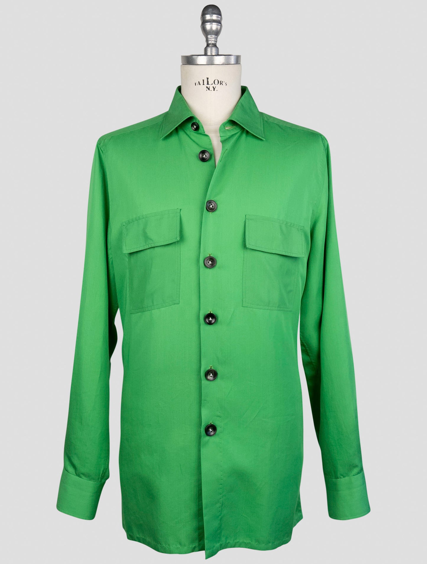 kiton Green Lyocell Viscose Silk Shirt