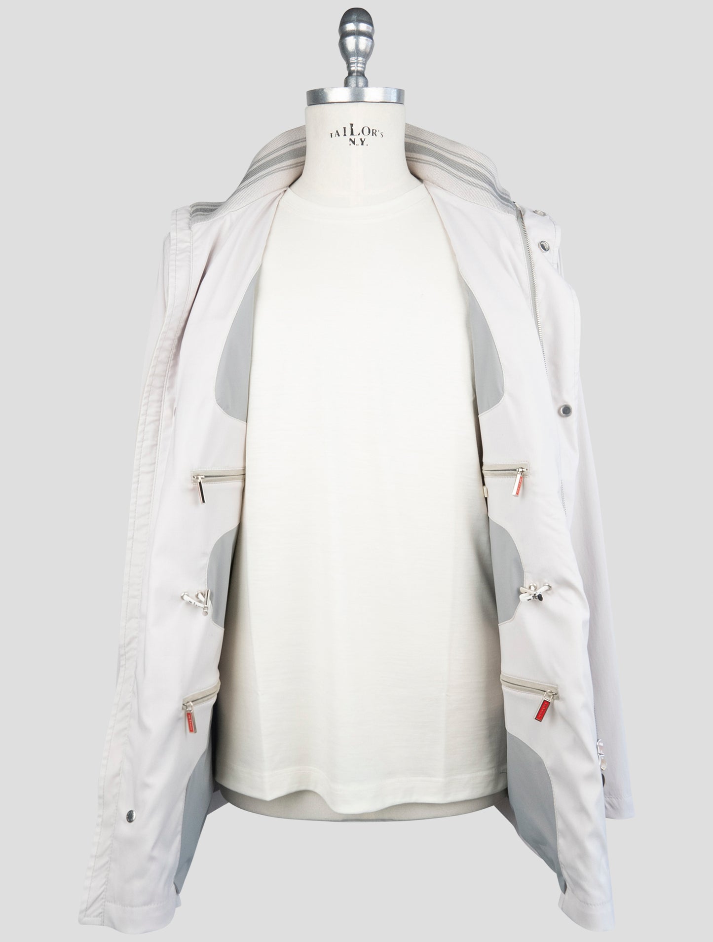 Kiton Gray Wool Pl Silk Ea Coat