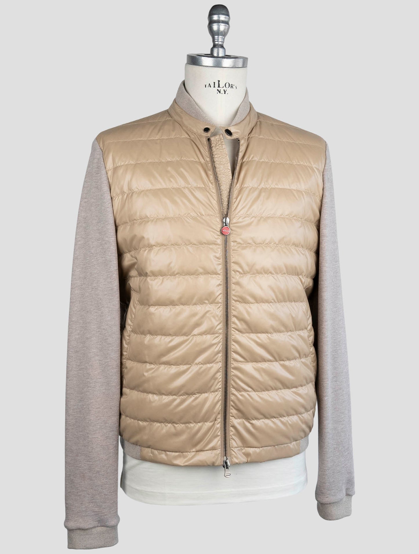 Kiton Gray Beige Cotton Cashmere Pl Coat