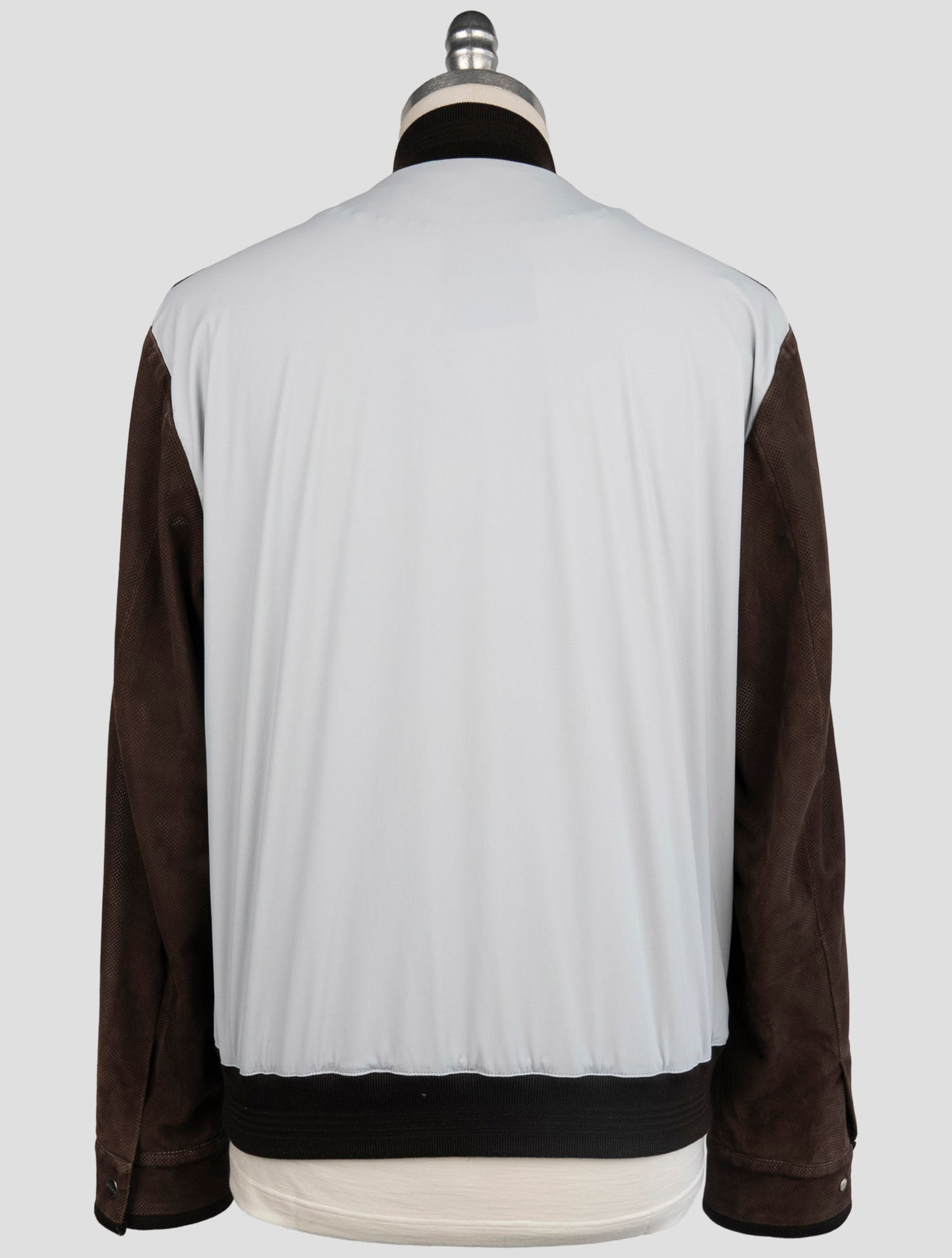 Kiton Gray Brown Acetate Leather Coat