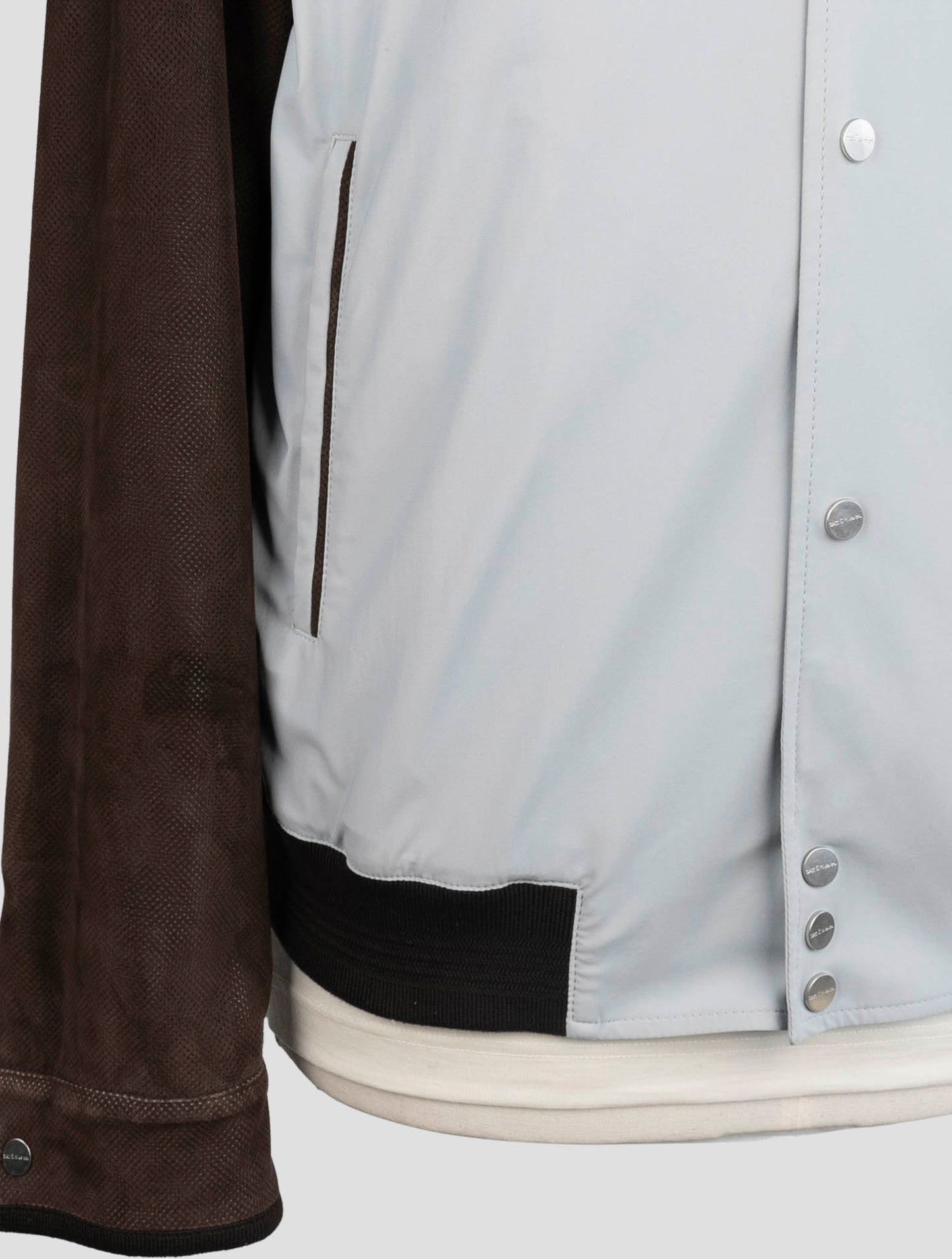 Kiton Gray Brown Acetate Leather Coat