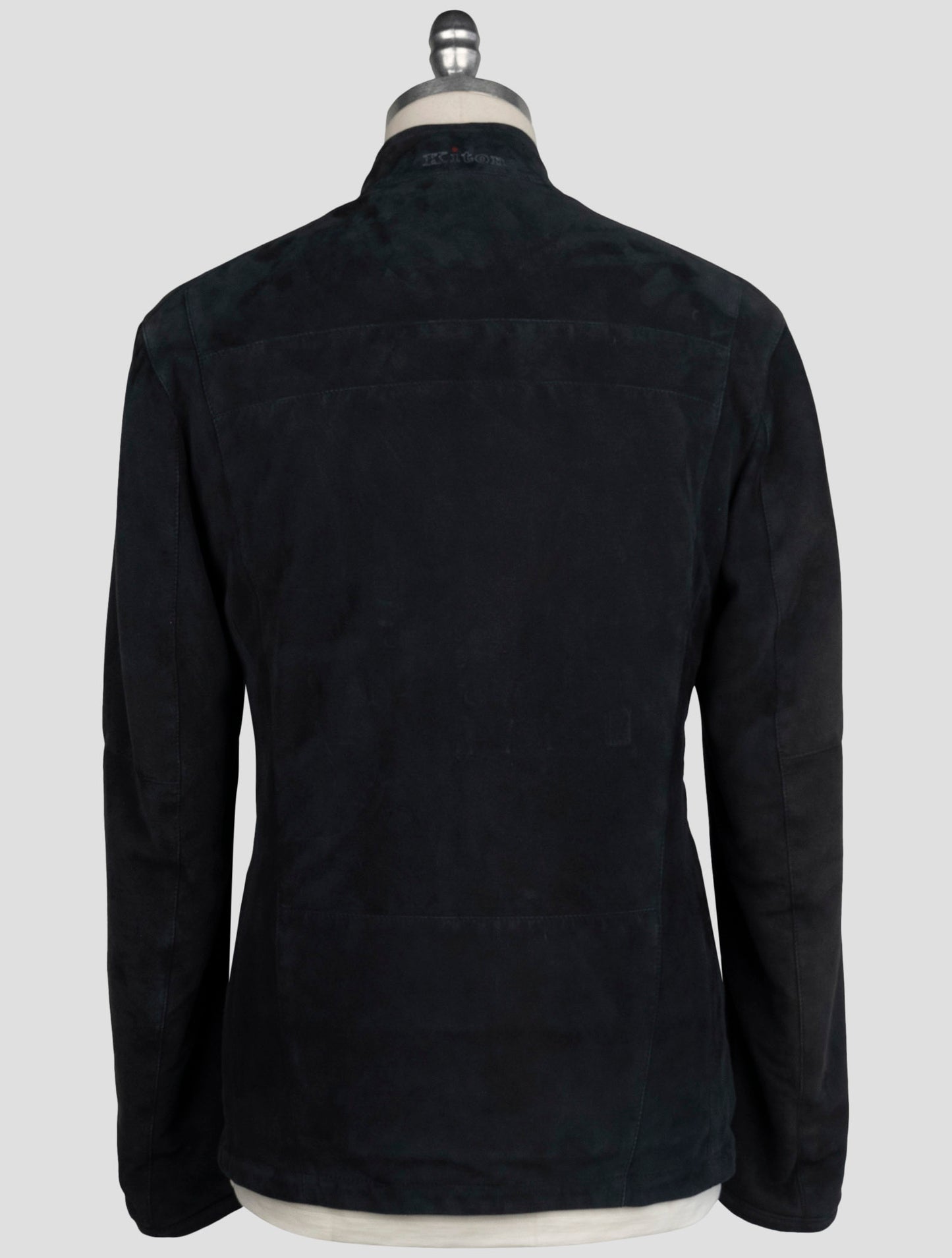 Kiton Dark Blue Leather Suede Coat