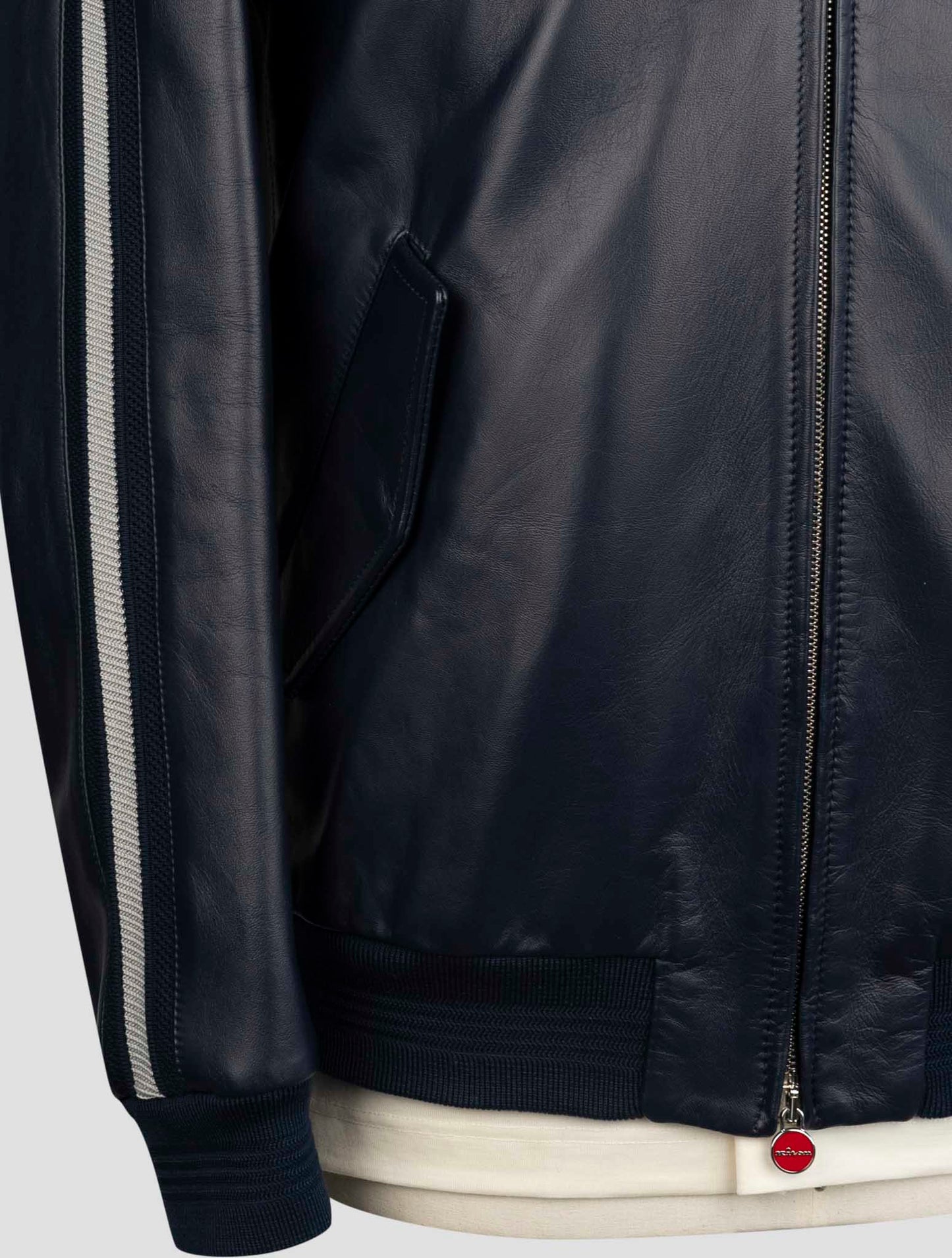 Kiton Blue Leather Coat