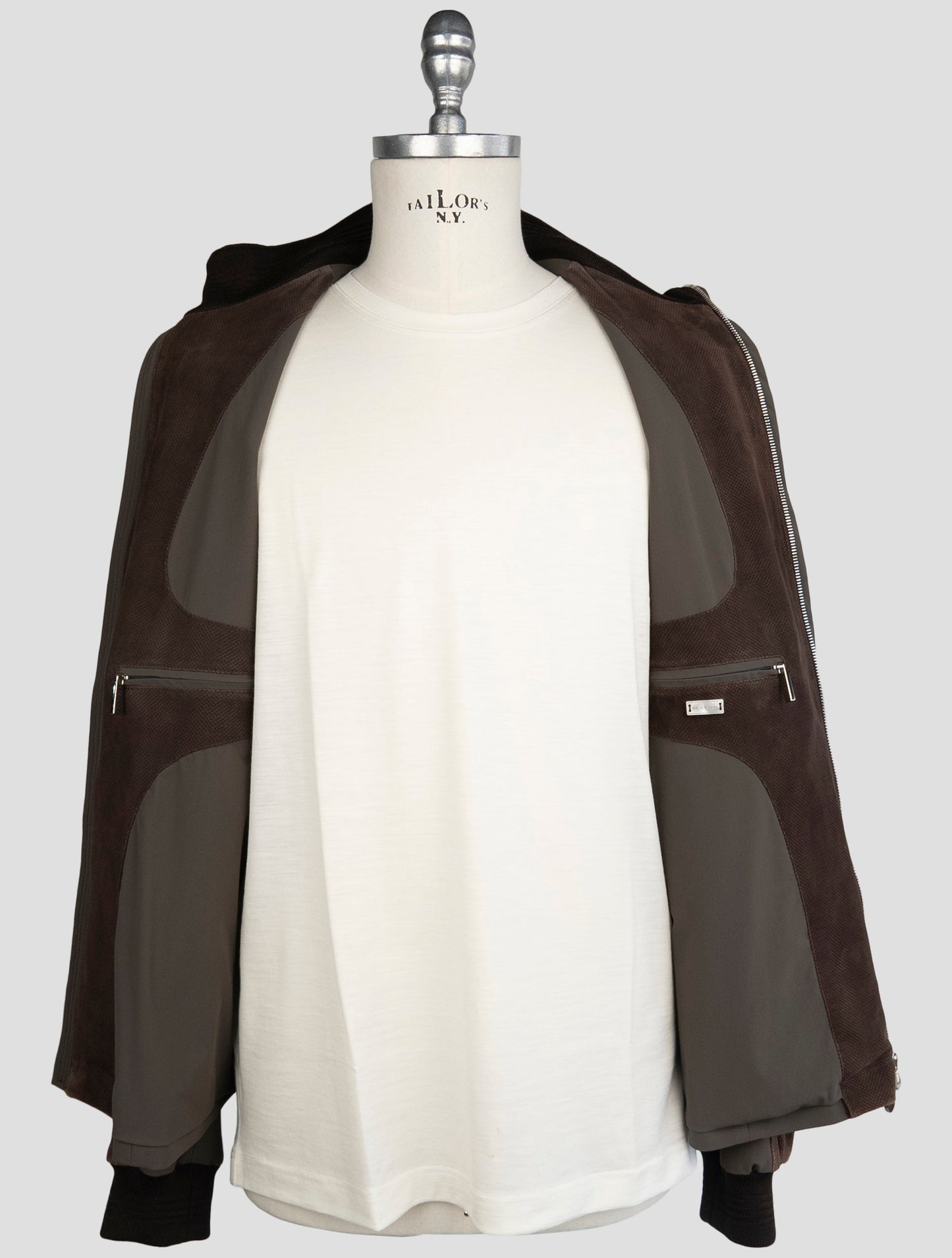 Kiton Brown Leather Pa Ea Coat