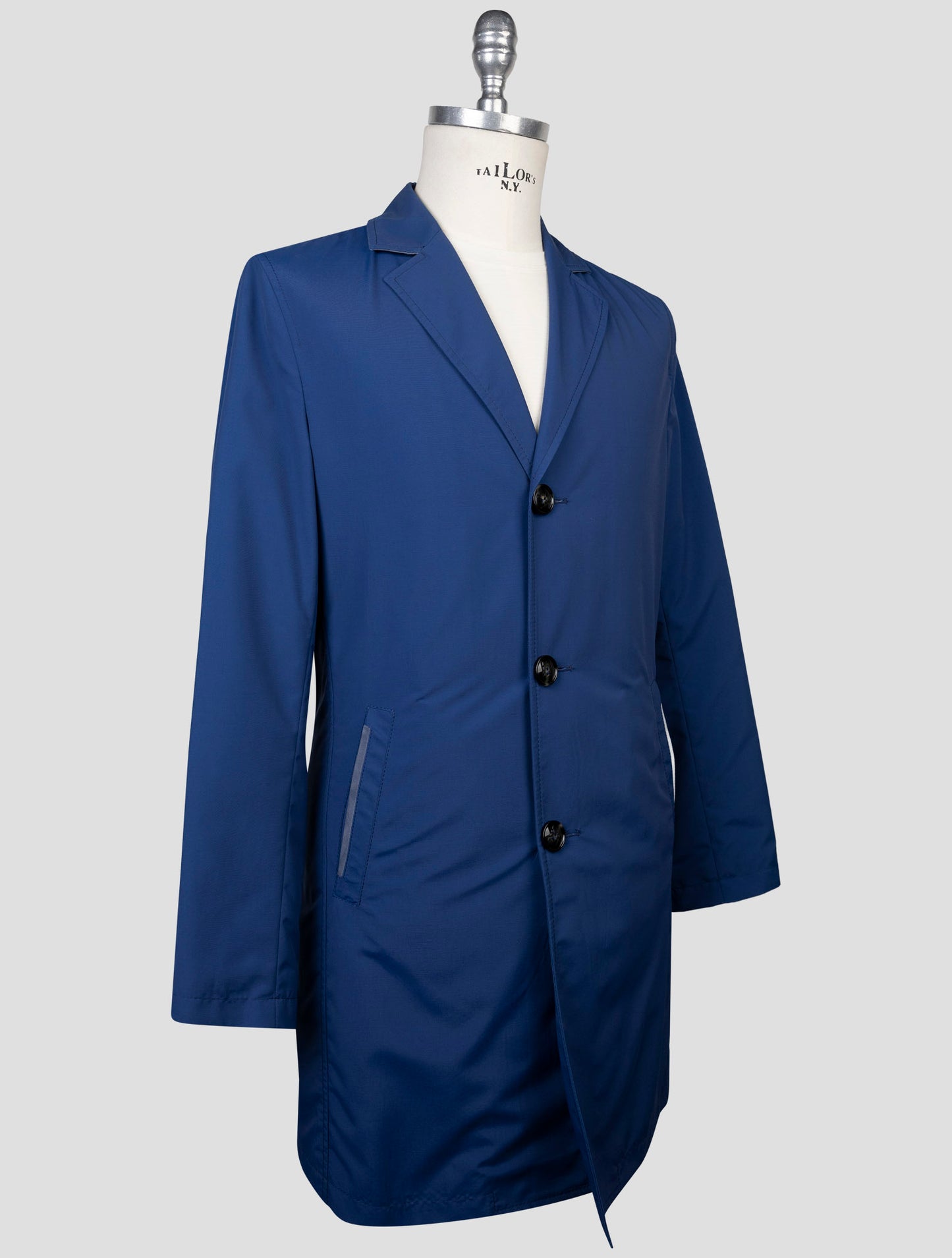 Kiton Blue Wool Pa Overcoat