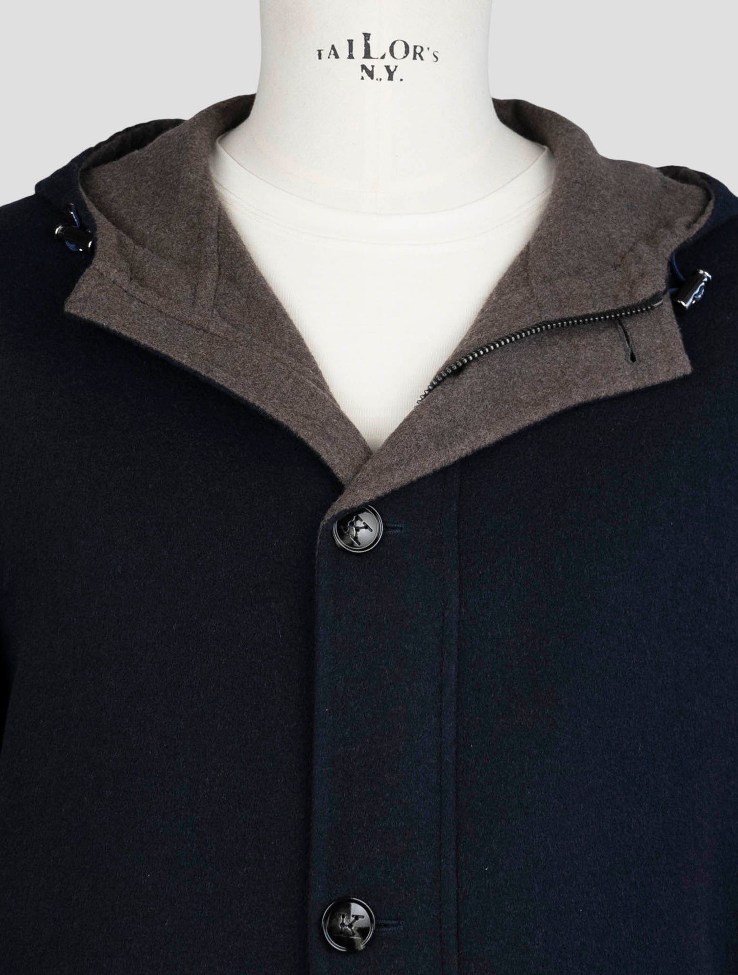Kiton Blue Fleece Wool Cashmere Overcoat