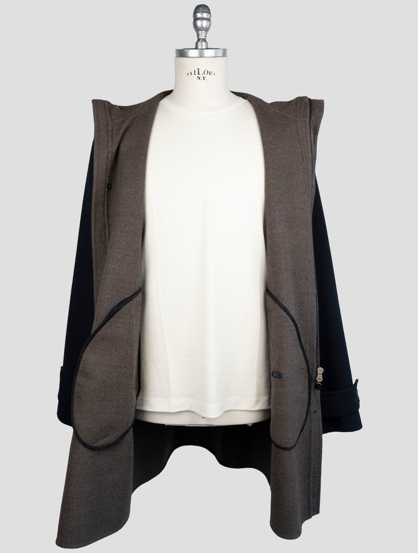 Kiton Blue Fleece Wool Cashmere Overcoat