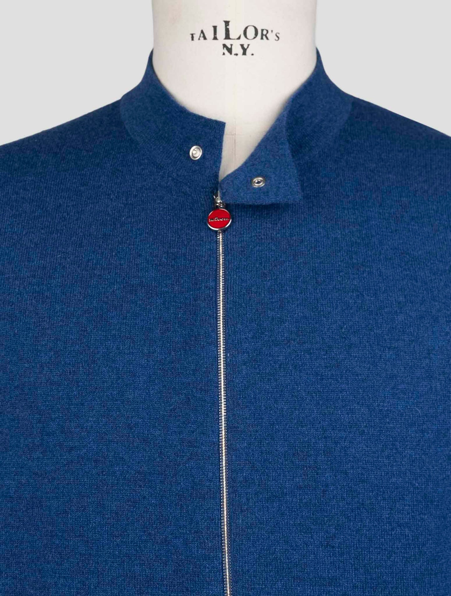 Kiton Blue Wool Sweater Full Zip