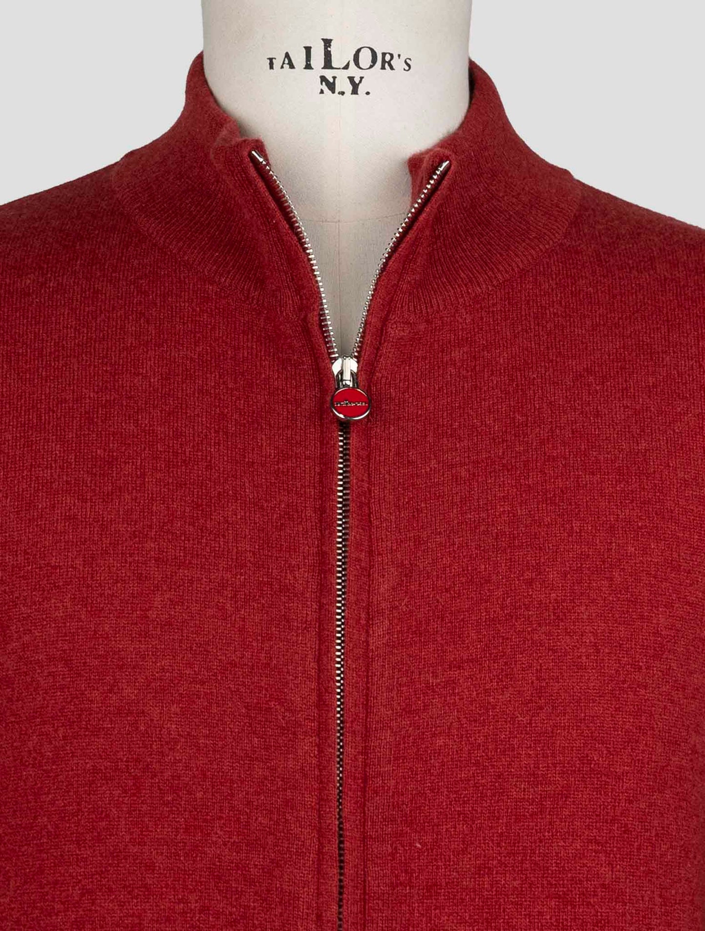 Kiton Red Cashmere Sweater Full Zip