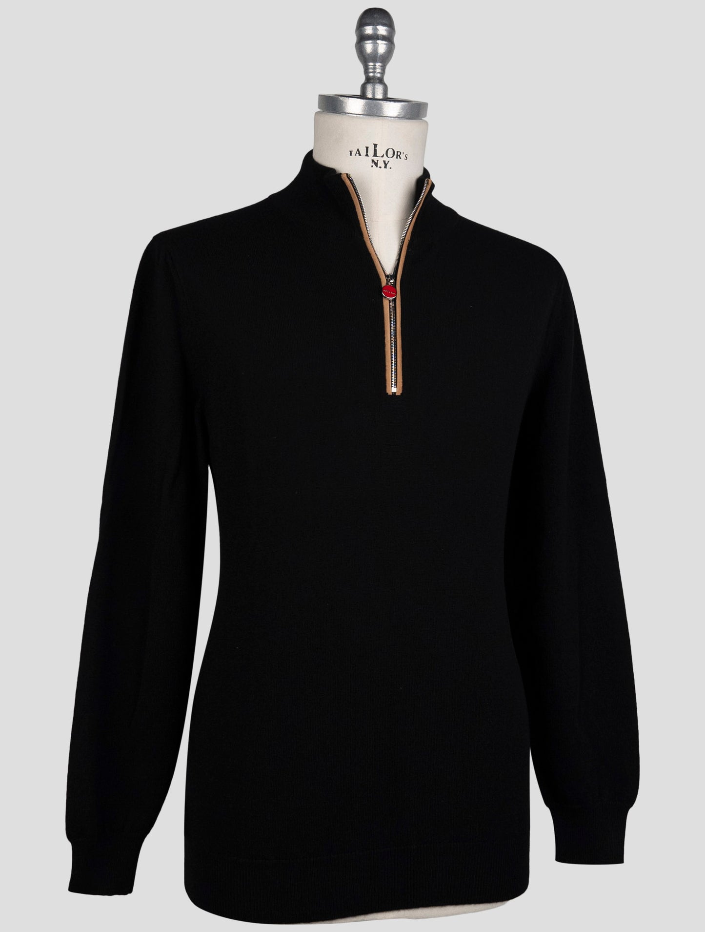 Kiton Black Cashmere Sweater Half Zip