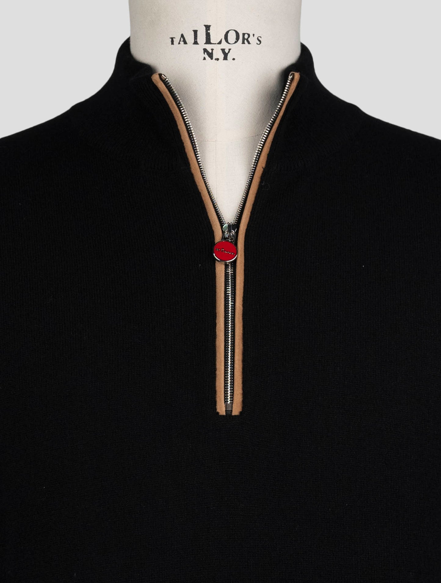 Kiton Black Cashmere Sweater Half Zip