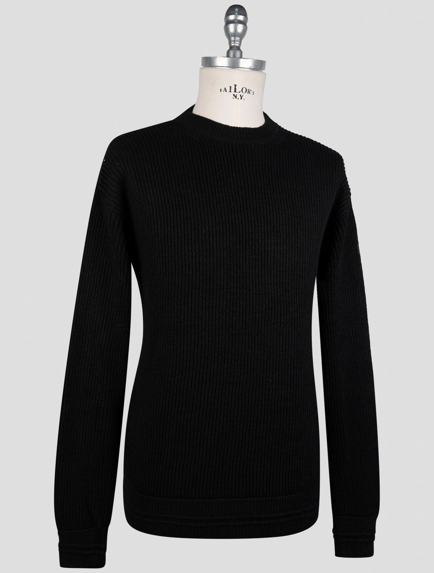 Kiton Black Silk Cotton Sweater Crewneck