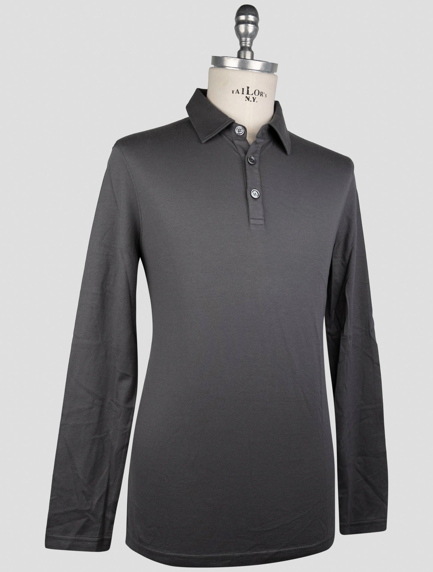 Kiton Gray Cotton Cashmere Sweater Polo