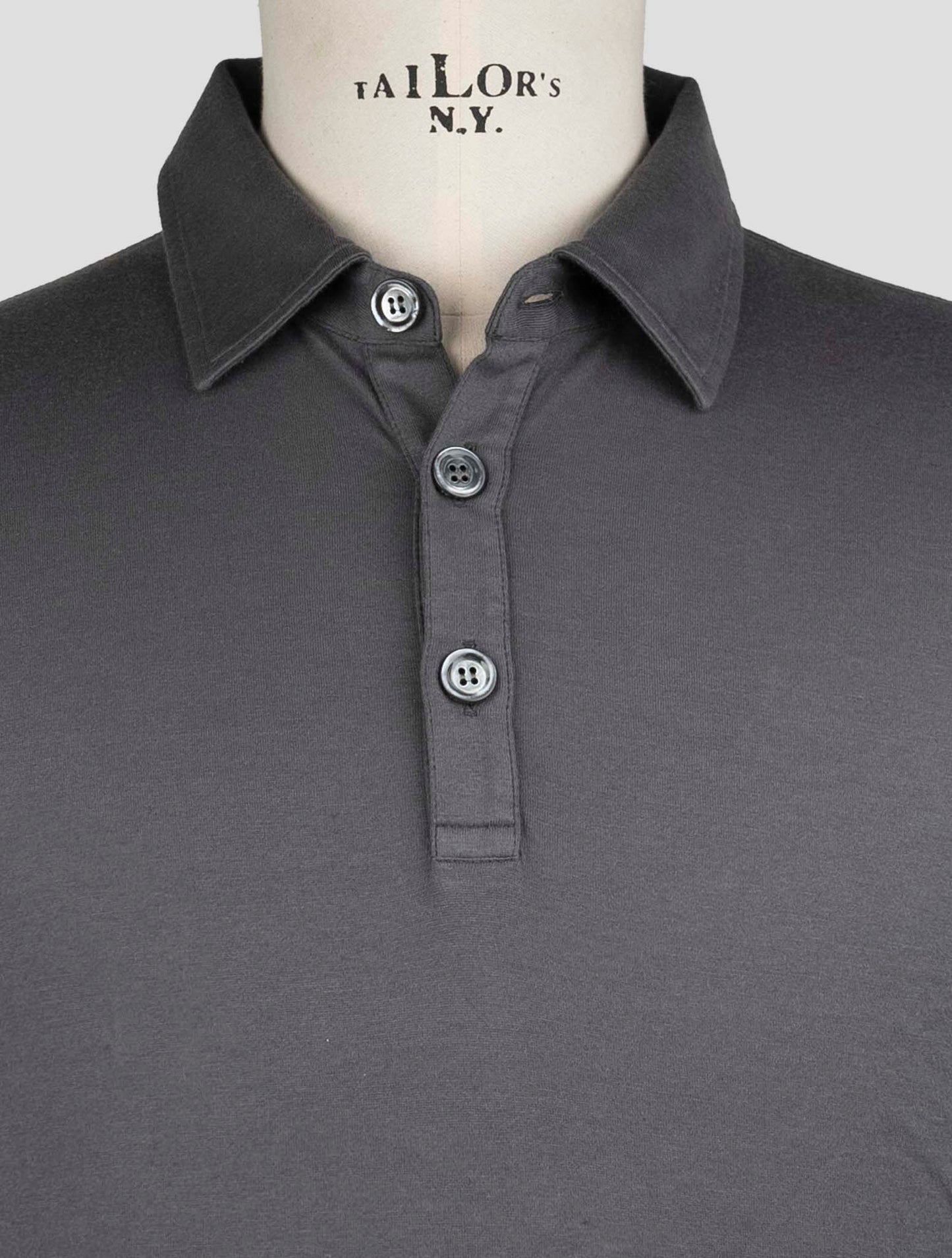 Kiton Gray Cotton Cashmere Sweater Polo
