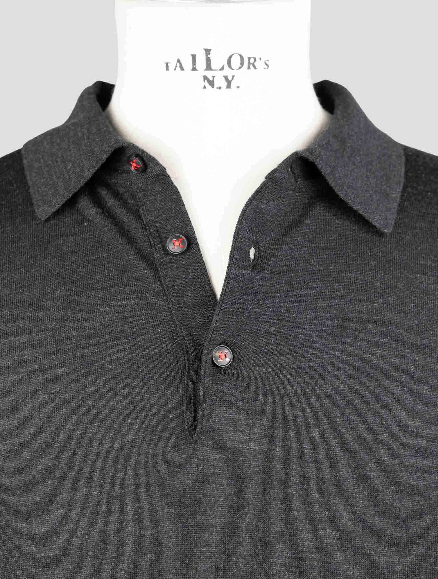 Kiton Dark Gray Wool Sweater Polo