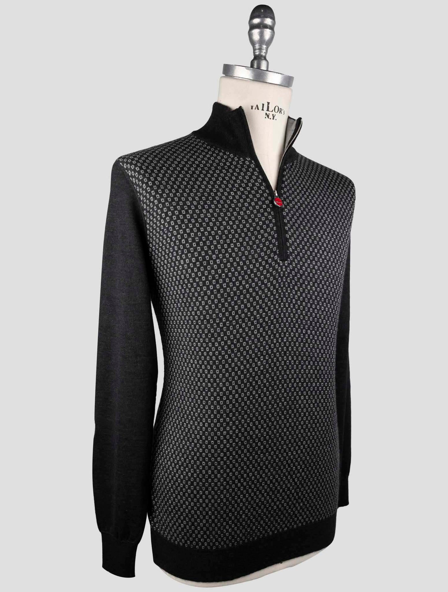 Kiton Dark Gray Cashmere Silk Sweater Half Zip