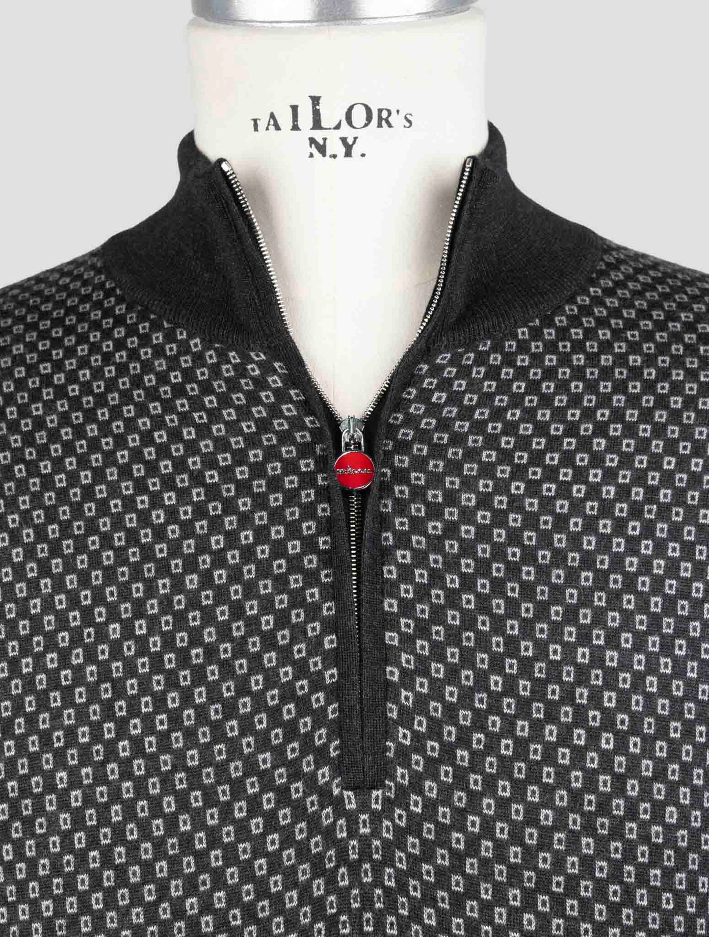 Kiton Dark Gray Cashmere Silk Sweater Half Zip