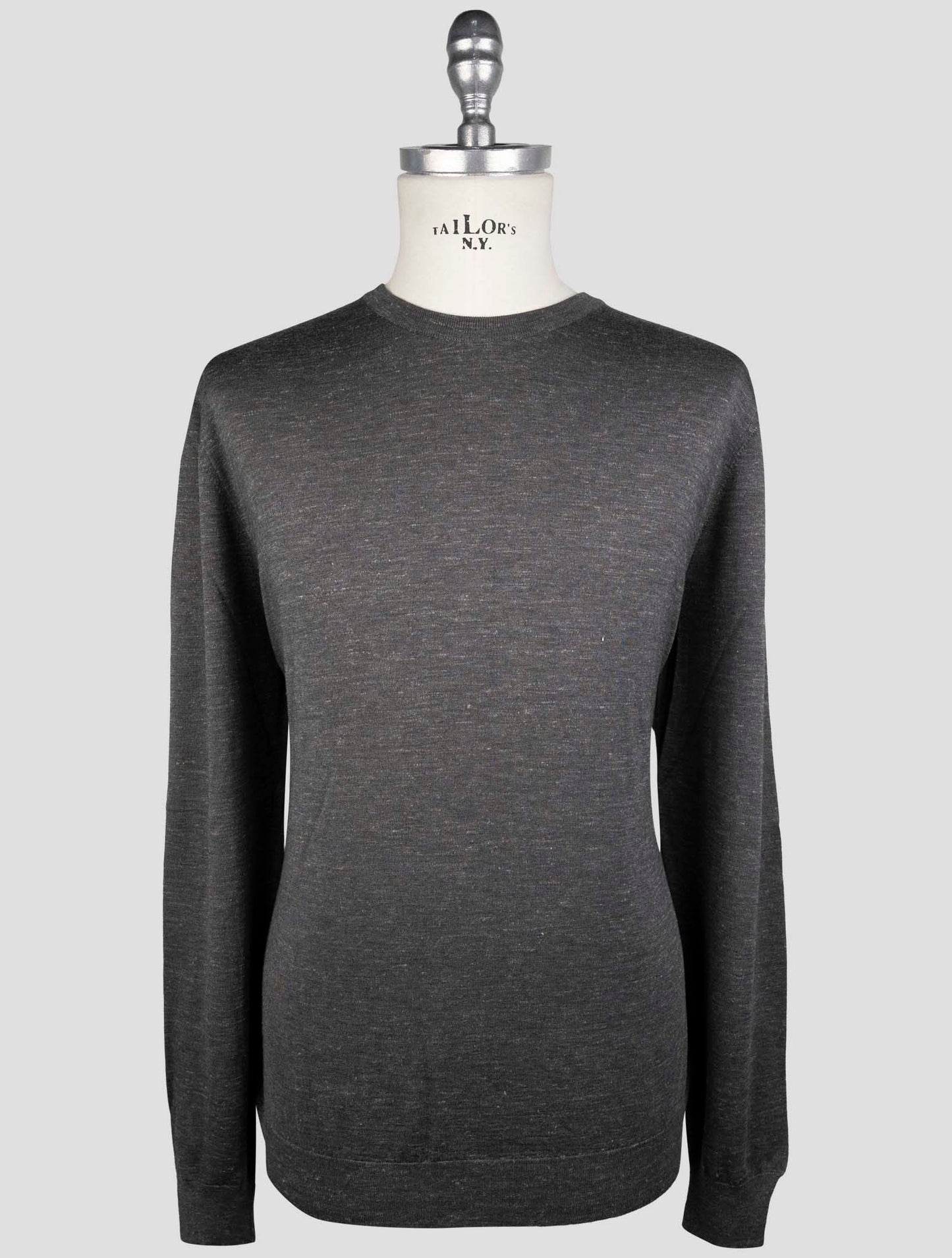 Kiton Gray Silk Cashmere Linen Sweater Crewneck