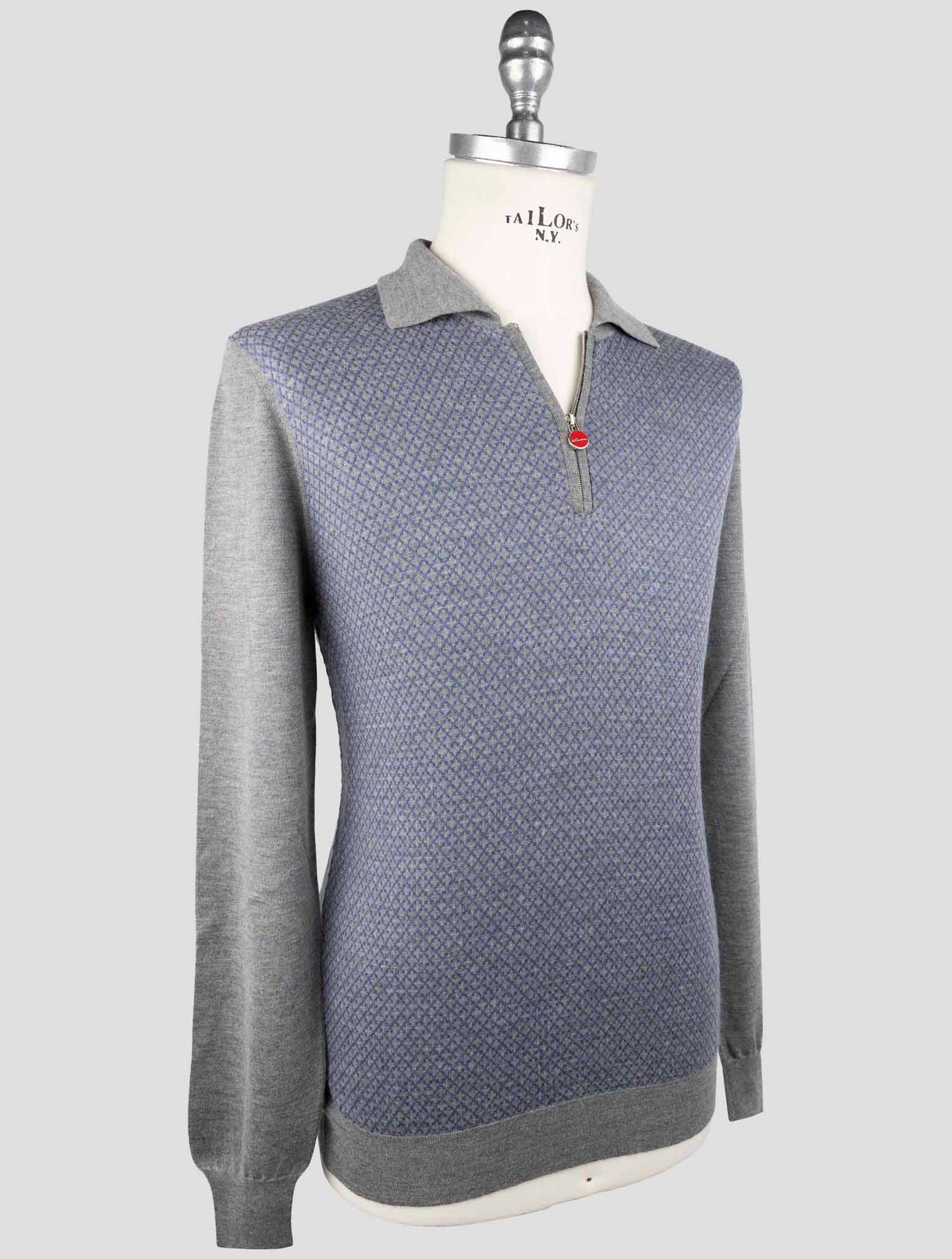 Kiton Blue Gray Silk Cashmere Sweater Polo