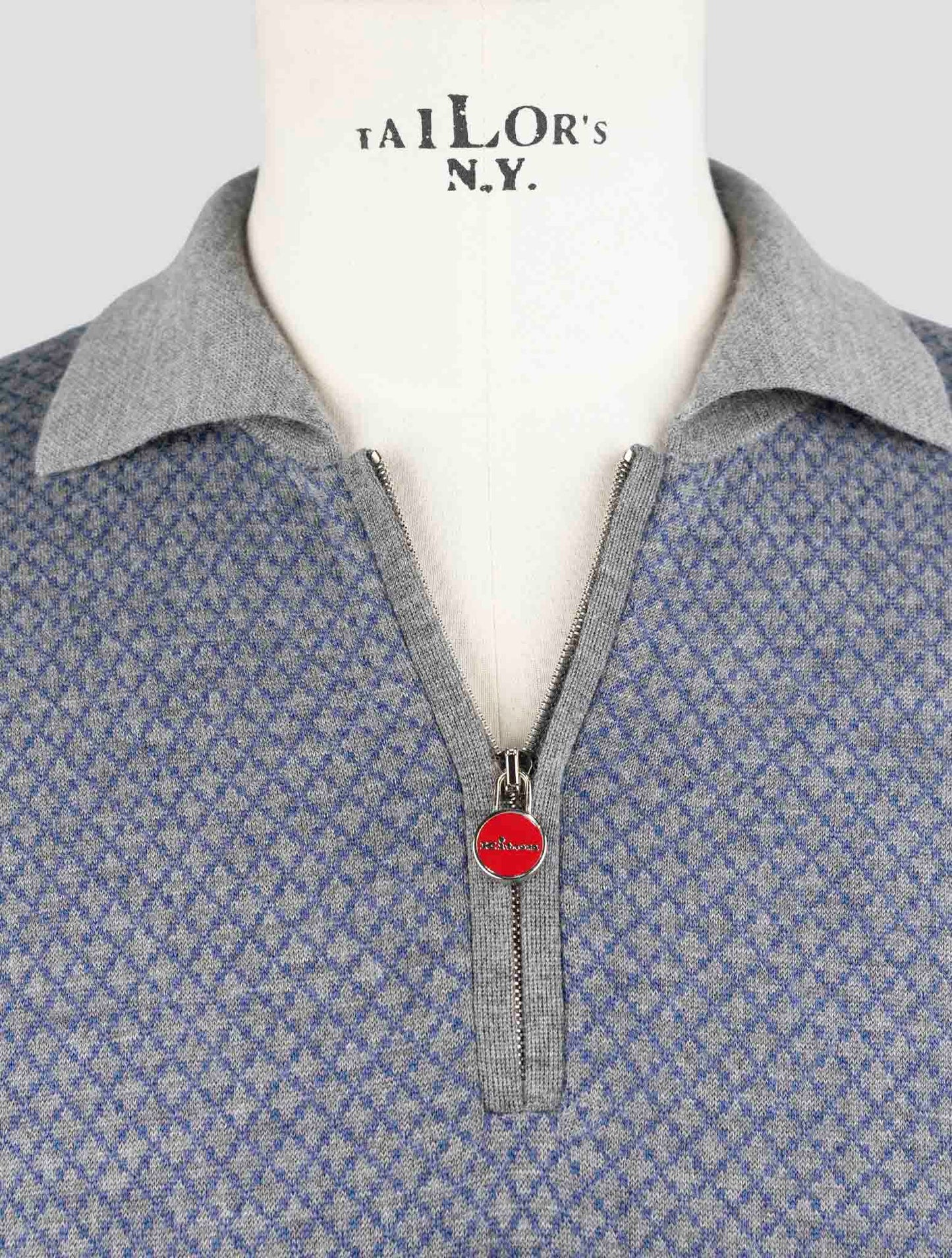 Kiton Blue Gray Silk Cashmere Sweater Polo