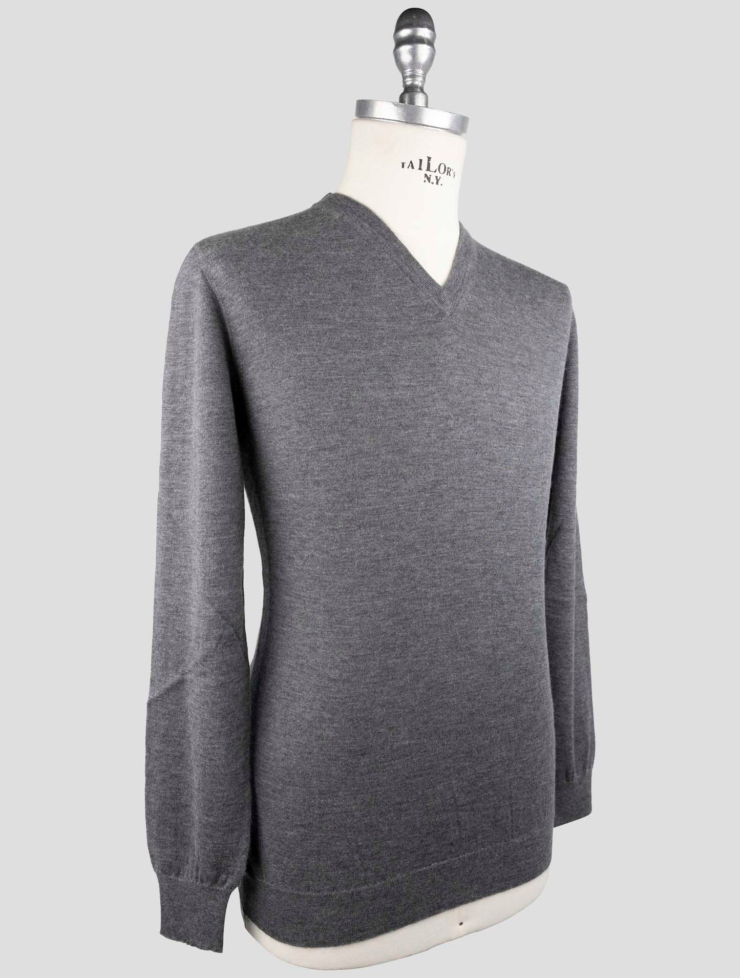 Kiton Gray Cashmere Silk Sweater V-Neck