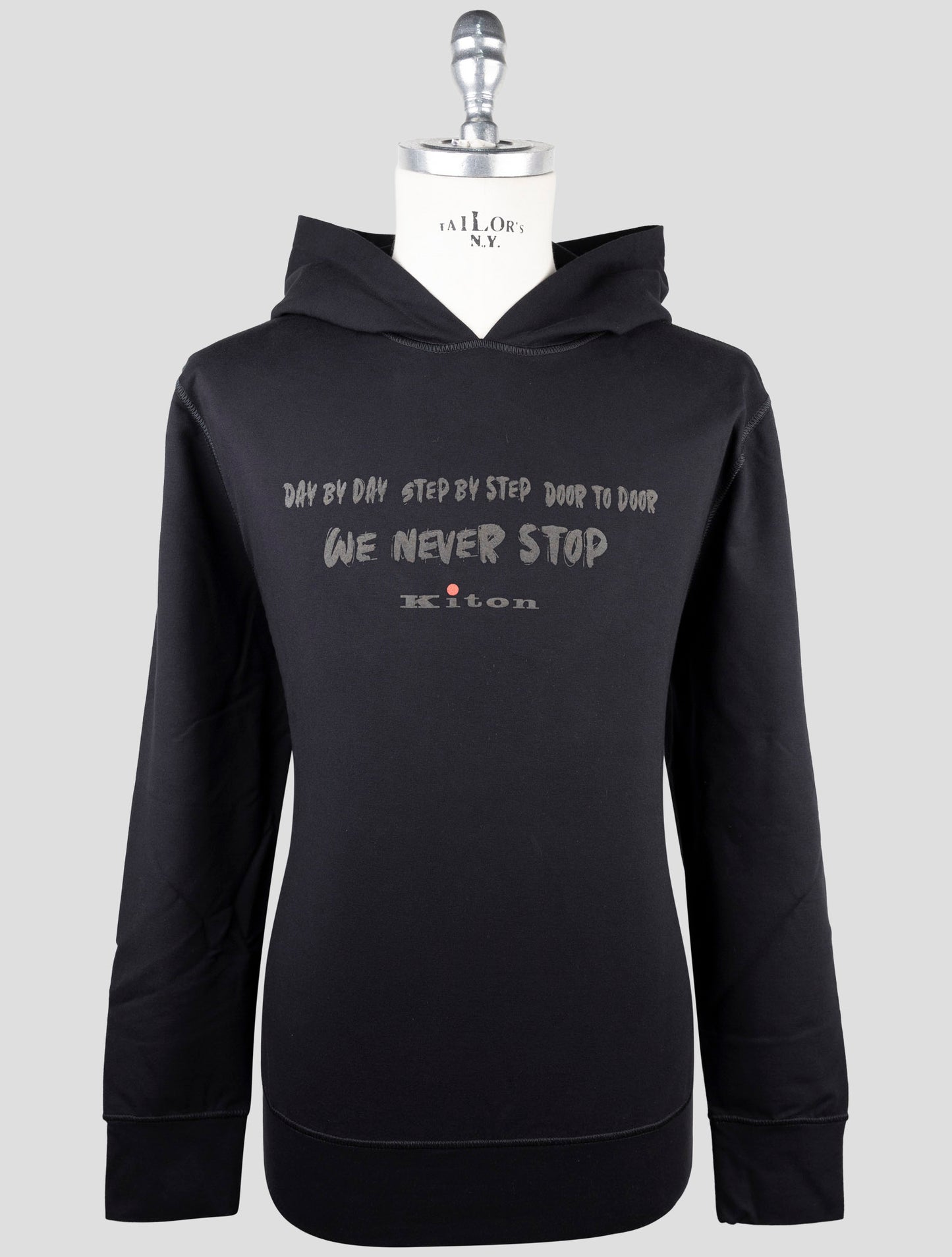 Kiton Black Cotton Ea Sweater Hoodie