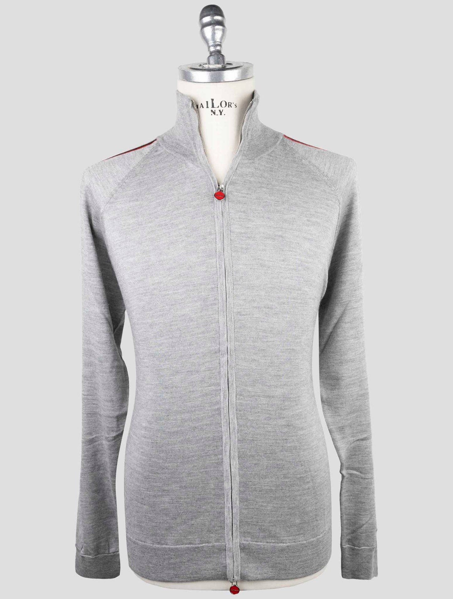 Kiton Gray Cashmere Silk Sweater Full Zip