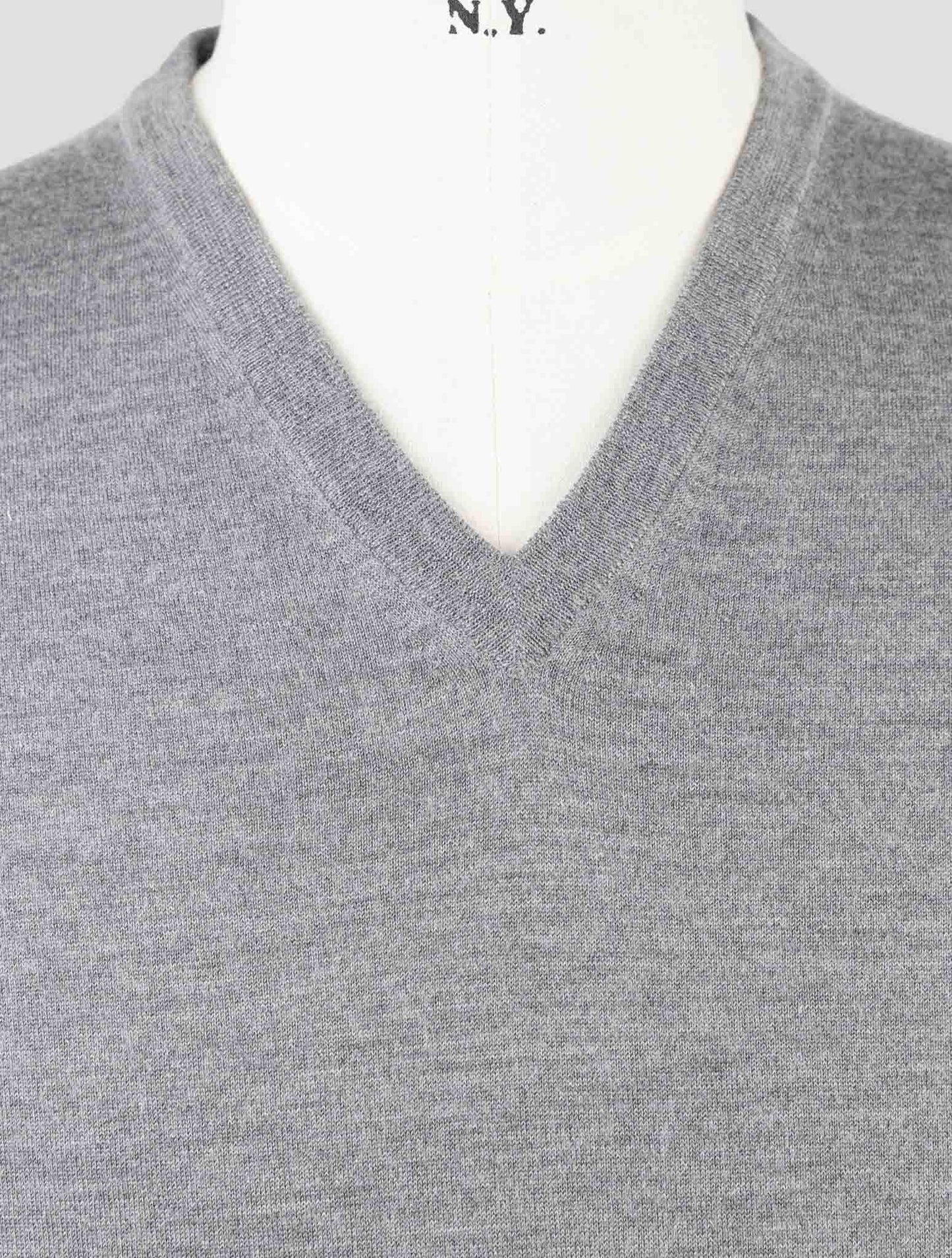 Kiton Gray Cashmere Silk Sweater V-Neck