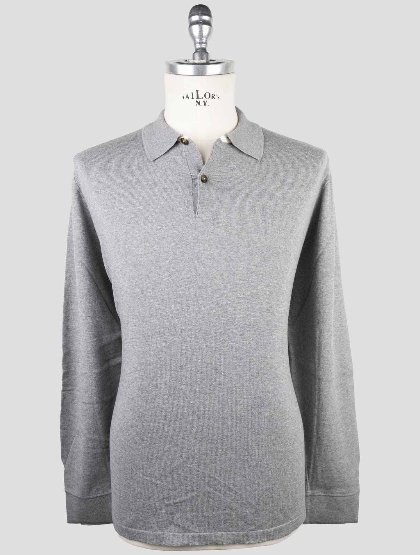 Kiton Gray Cotton Sweater Polo