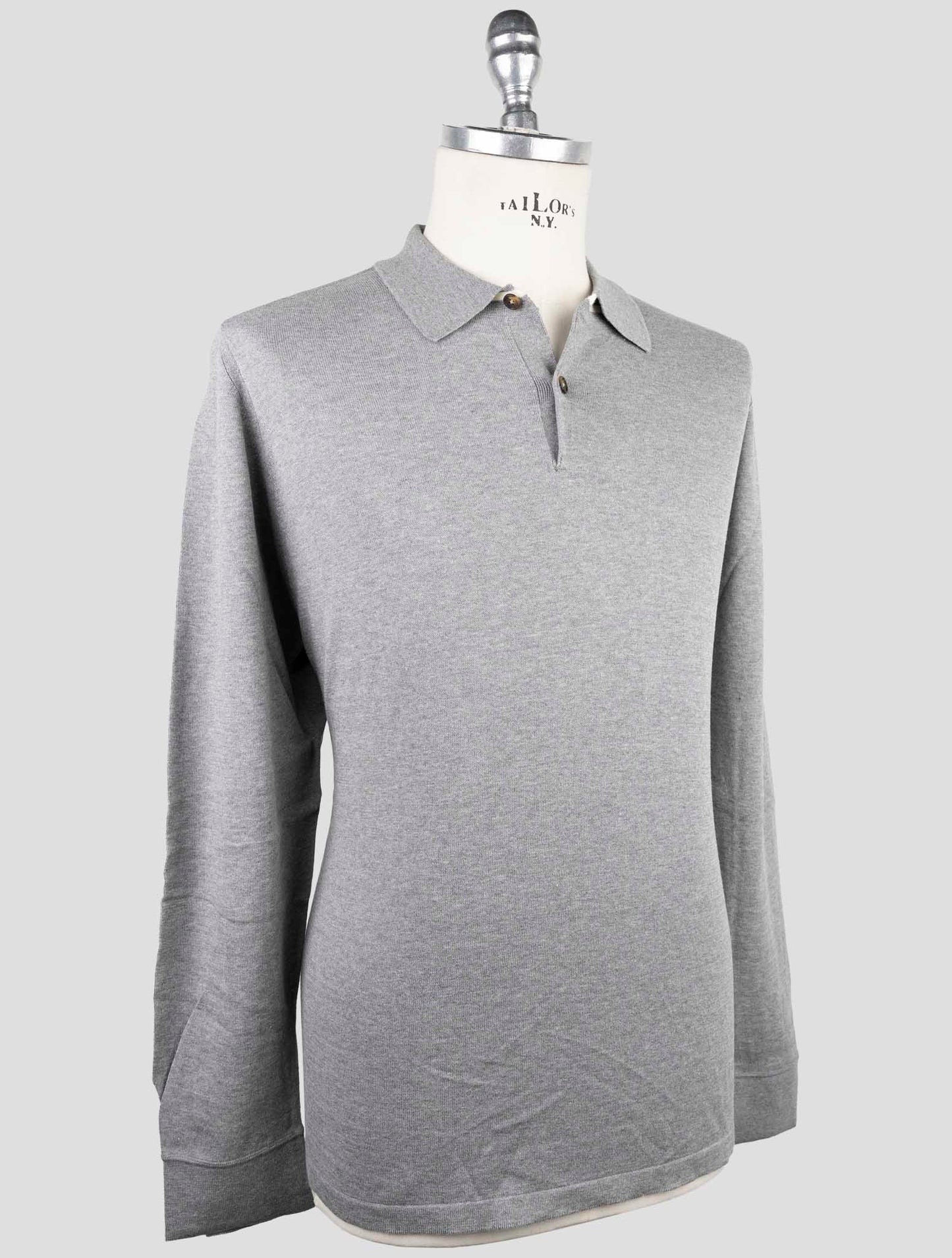 Kiton Gray Cotton Sweater Polo