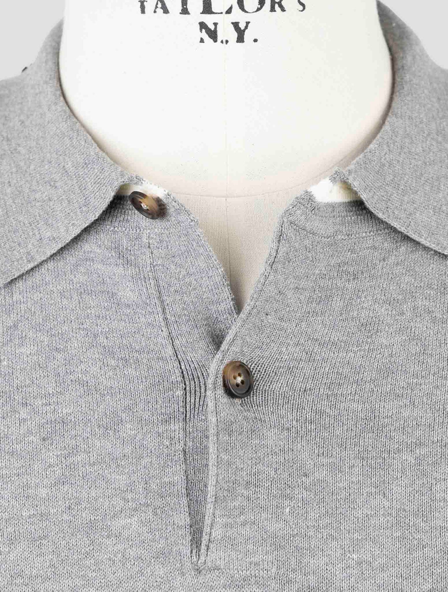 Kiton Gray Cotton Sweater Polo