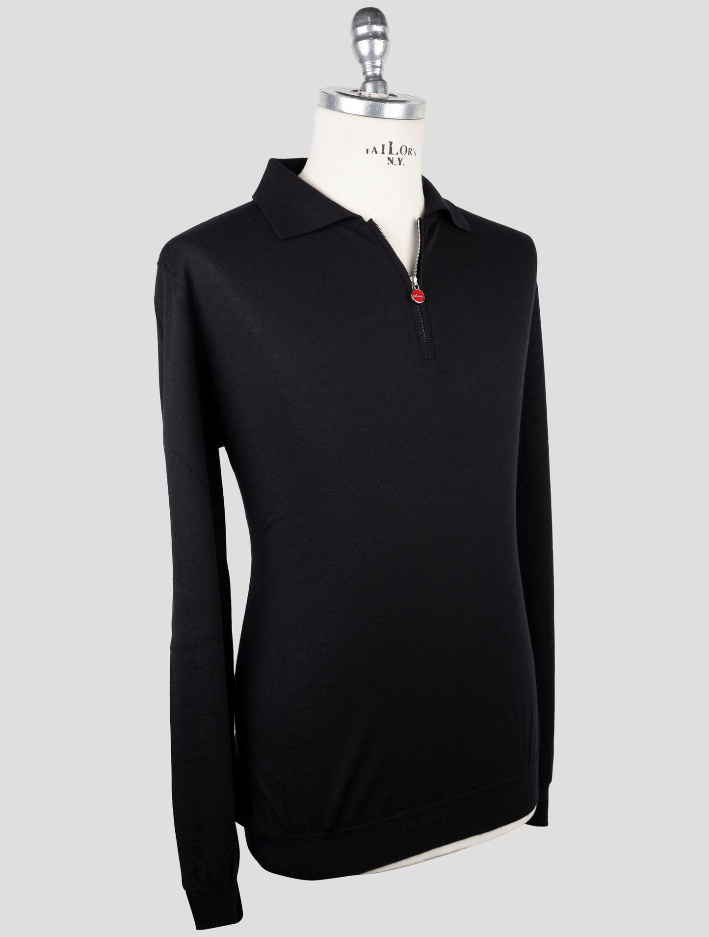 Kiton Black Cashmere Silk Sweater Polo