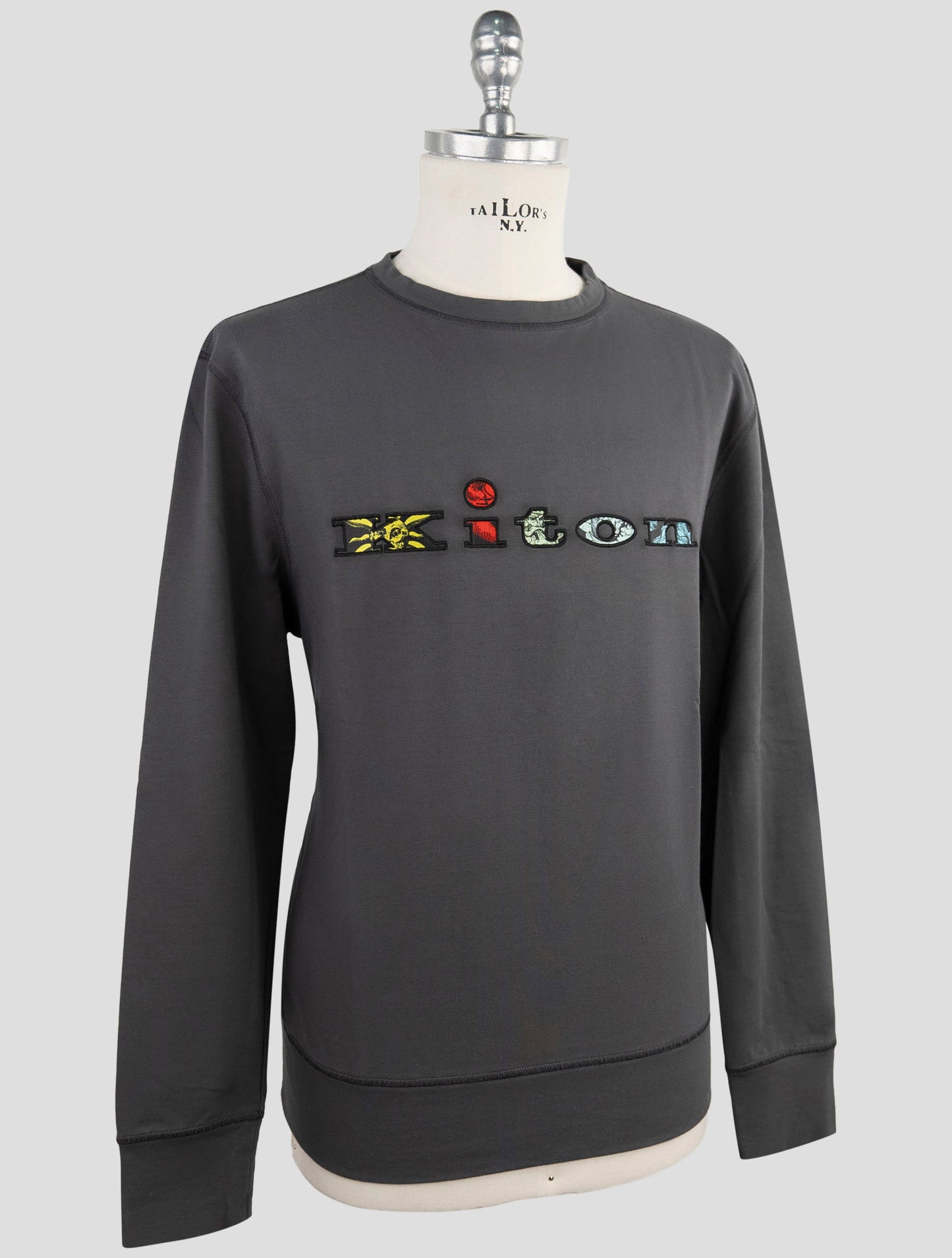Kiton Gray Cotton Ea Sweater Hoodie