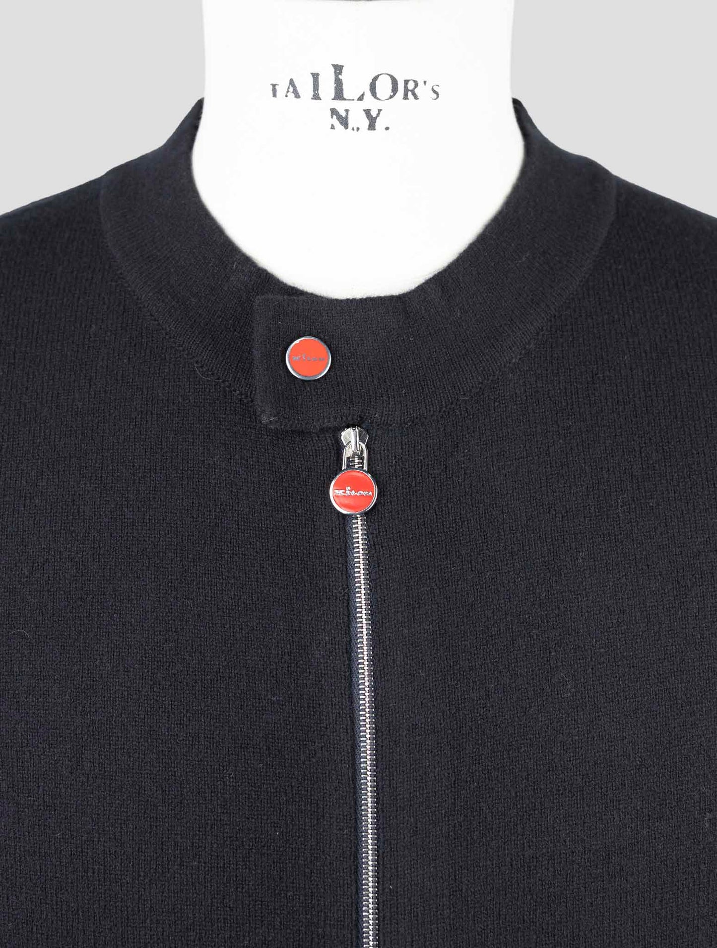 Kiton Black Wool Sweater Full Zip