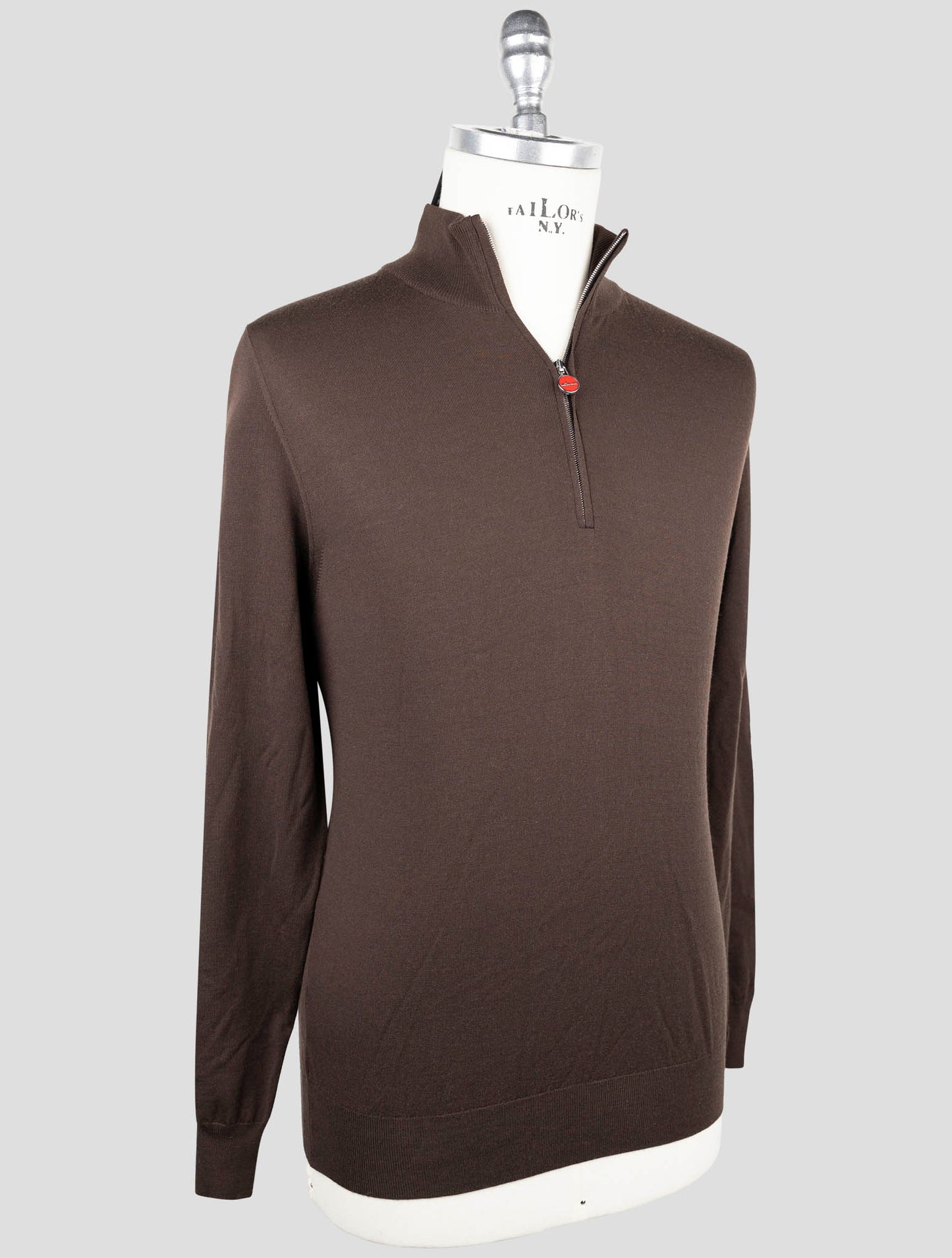 Kiton Brown Wool Sweater Half Zip