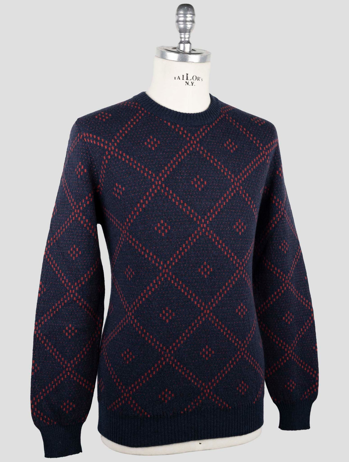 Kiton Red Blue Cashmere Sweater Crewneck
