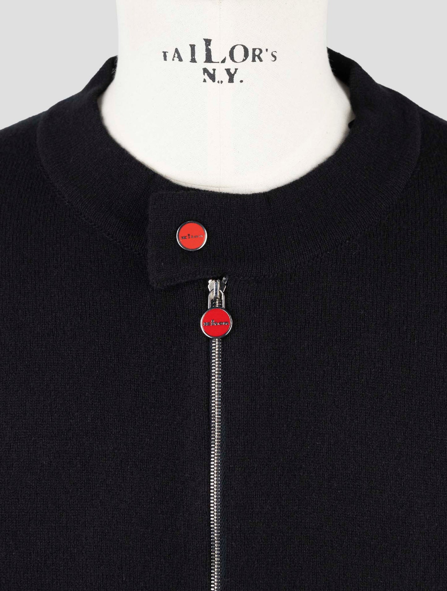 Kiton Black Wool Sweater Full Zip