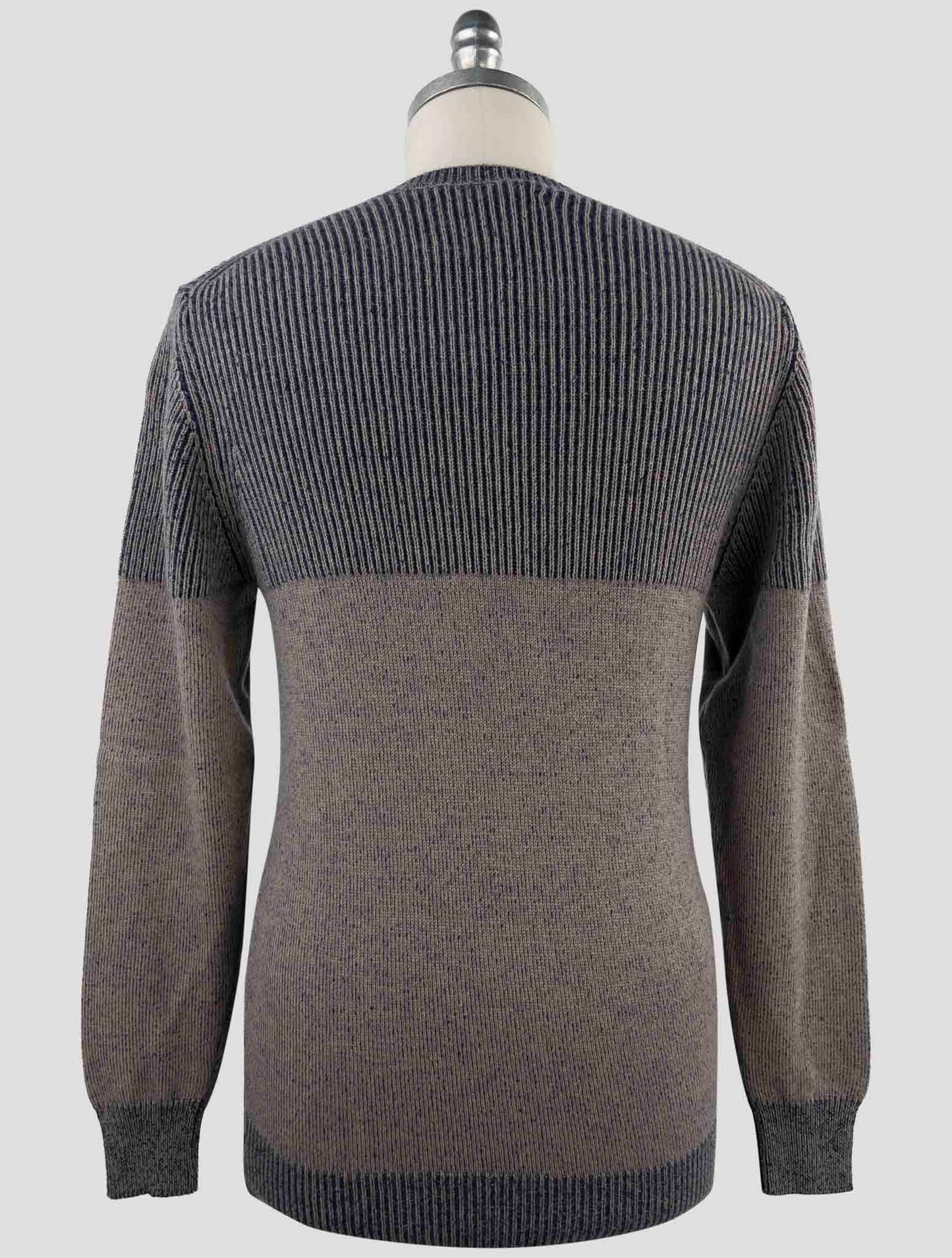 Kiton Beige Blue Cashmere Sweater Crewneck